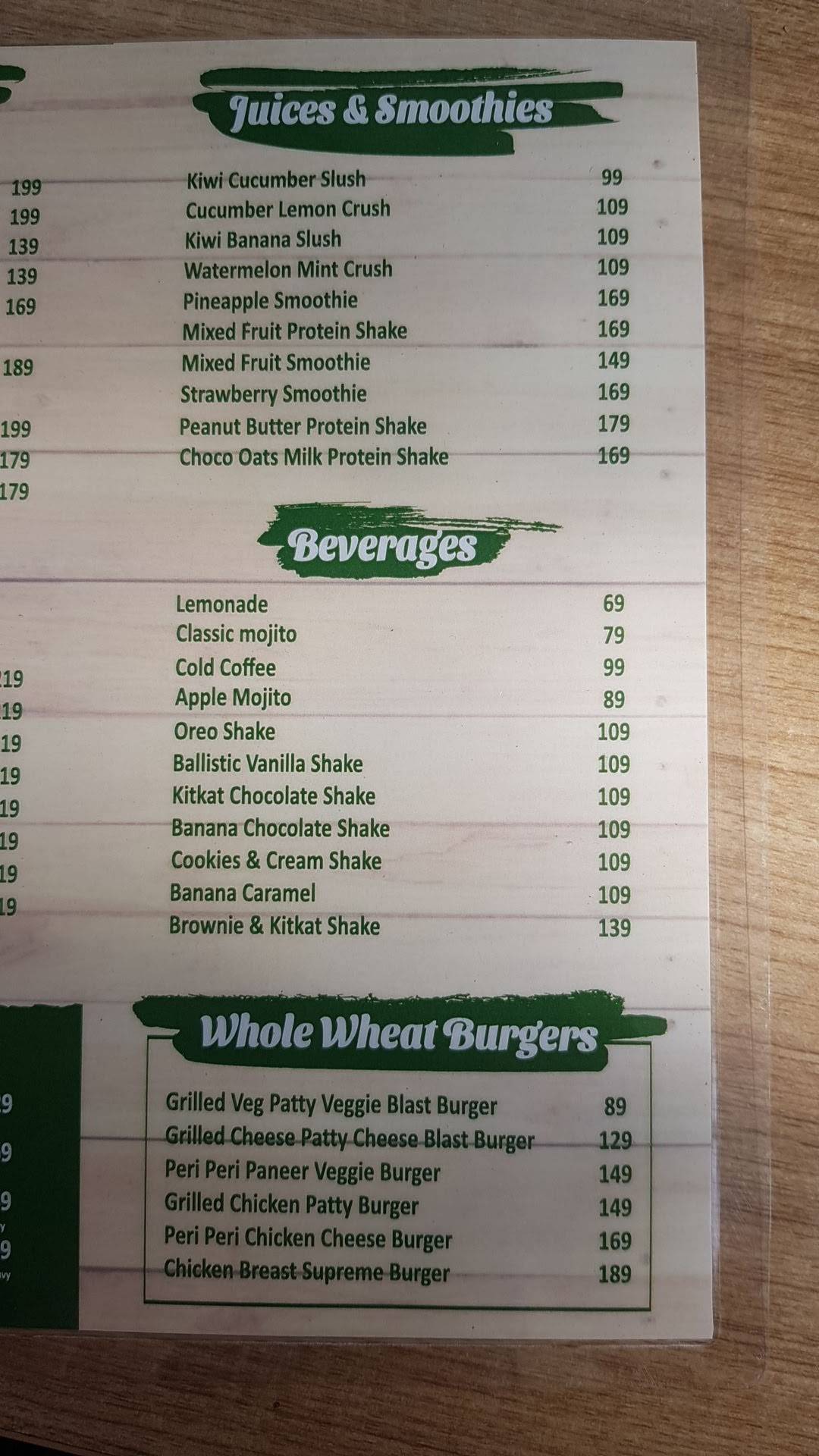 Transform Diet menu