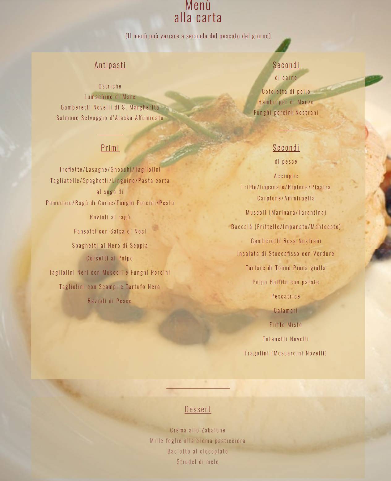 Menu di Trattoria Barisone 