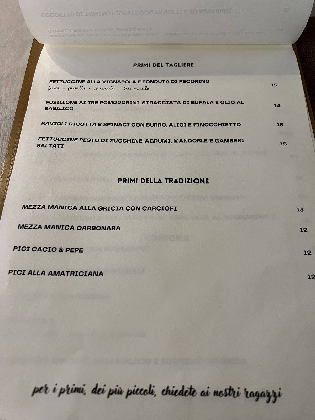 Menu di Trattoria Ristorante il Tagliere ai Due Ponti 
