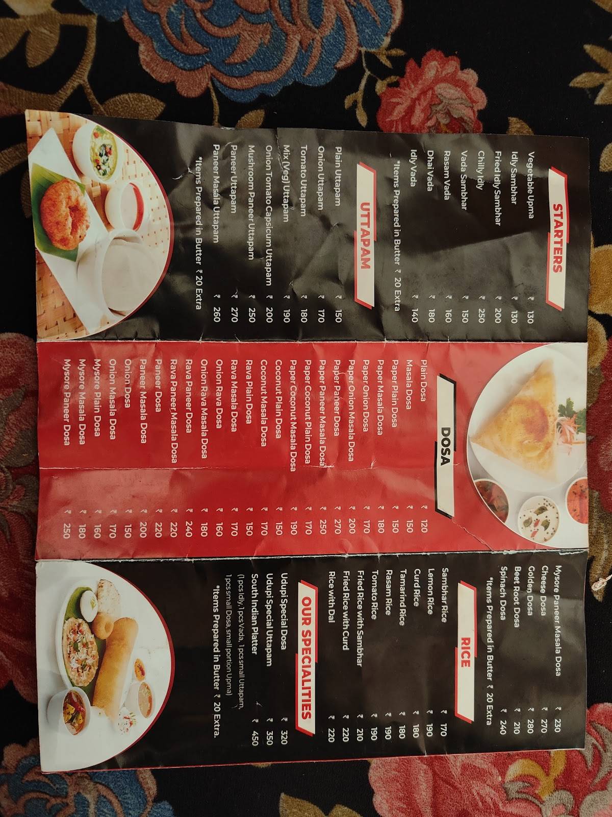 UDUPI RESTAURANT menu