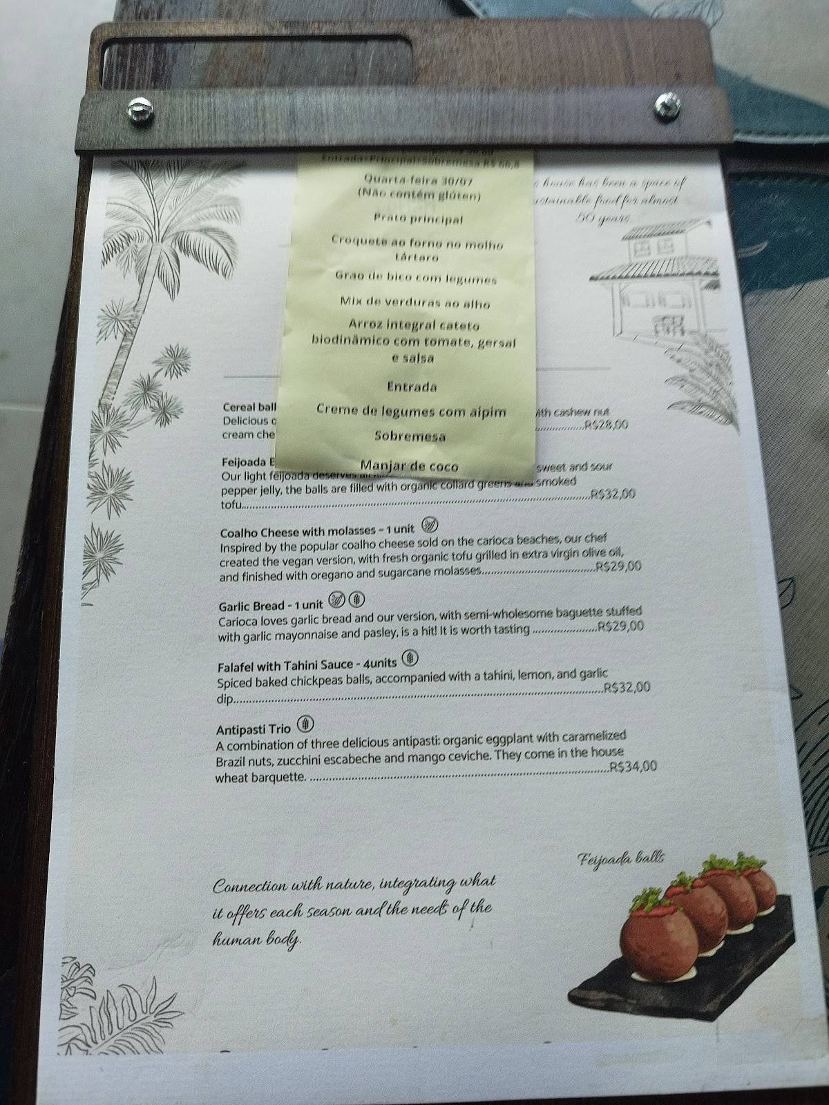 Vegan Vegan Espaço Vegetariano cardápio