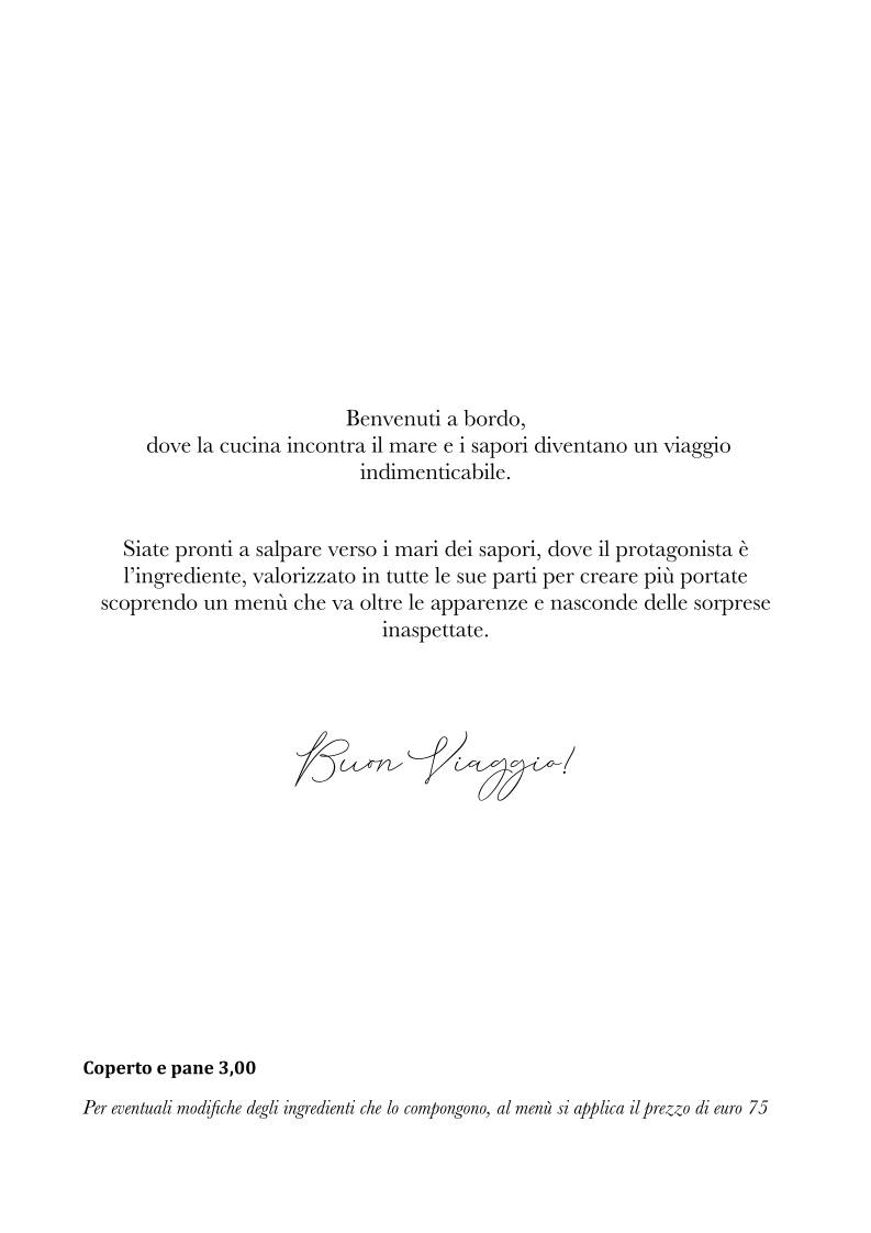 Menu di Vela Ristorante - True Mediterranean Taste