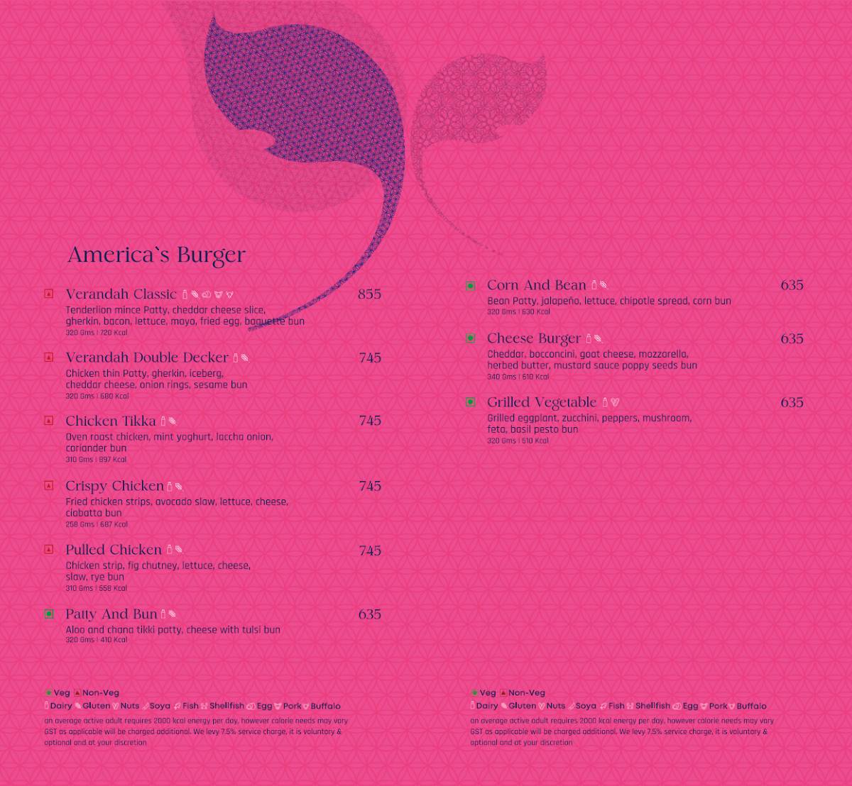 Verandah - The Park menu