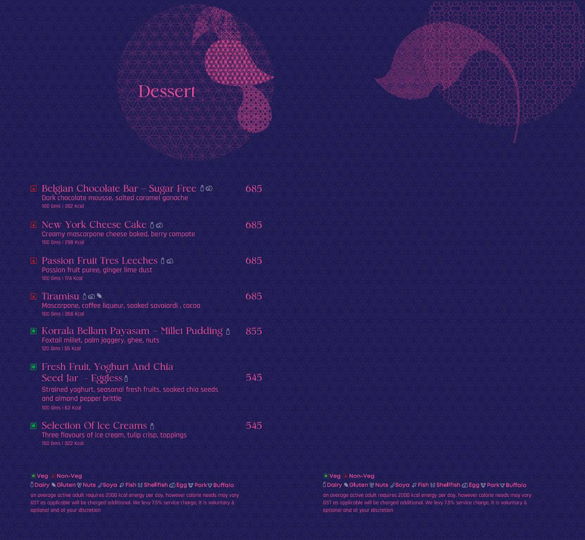 Verandah - The Park menu
