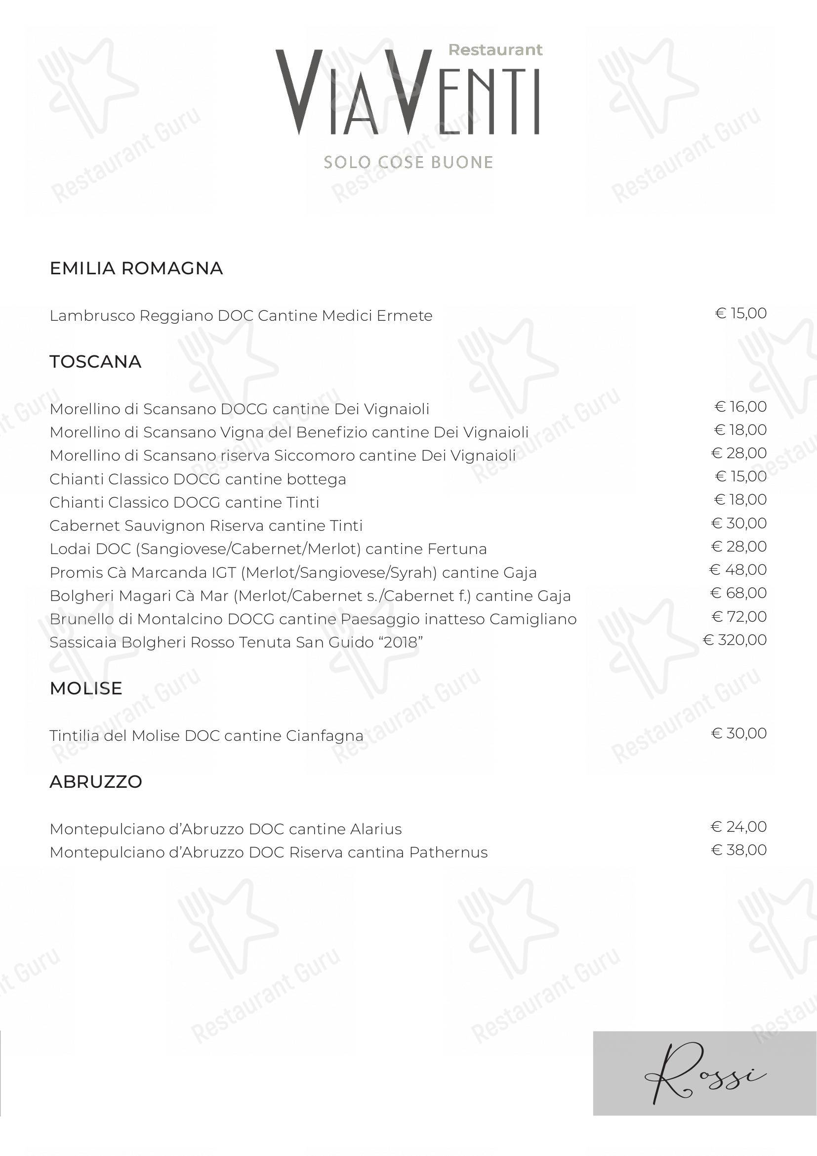 Основное меню per Restaurant ViaVenti in Muggiò