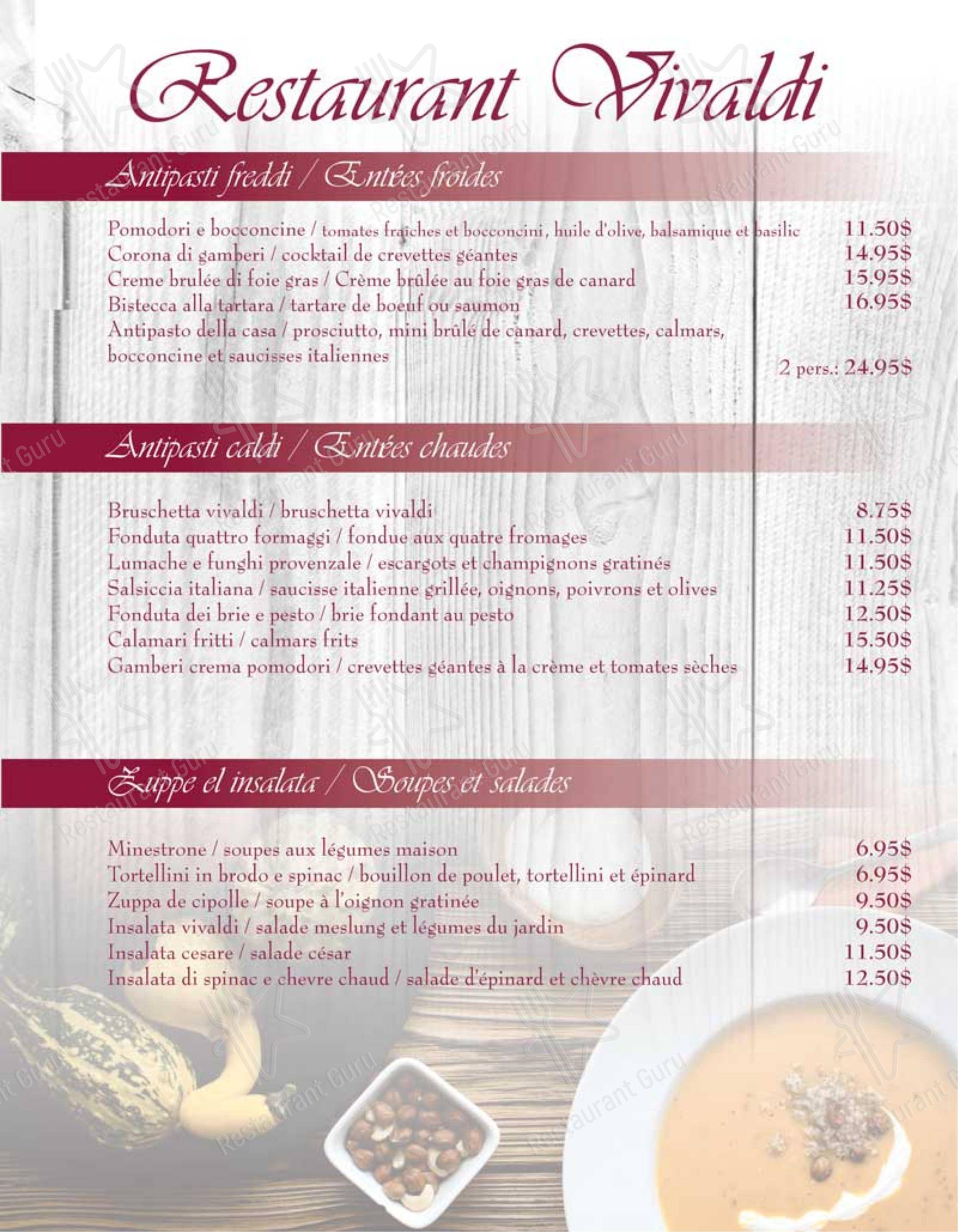 Menu bar pour Restaurant Vivaldi restaurant