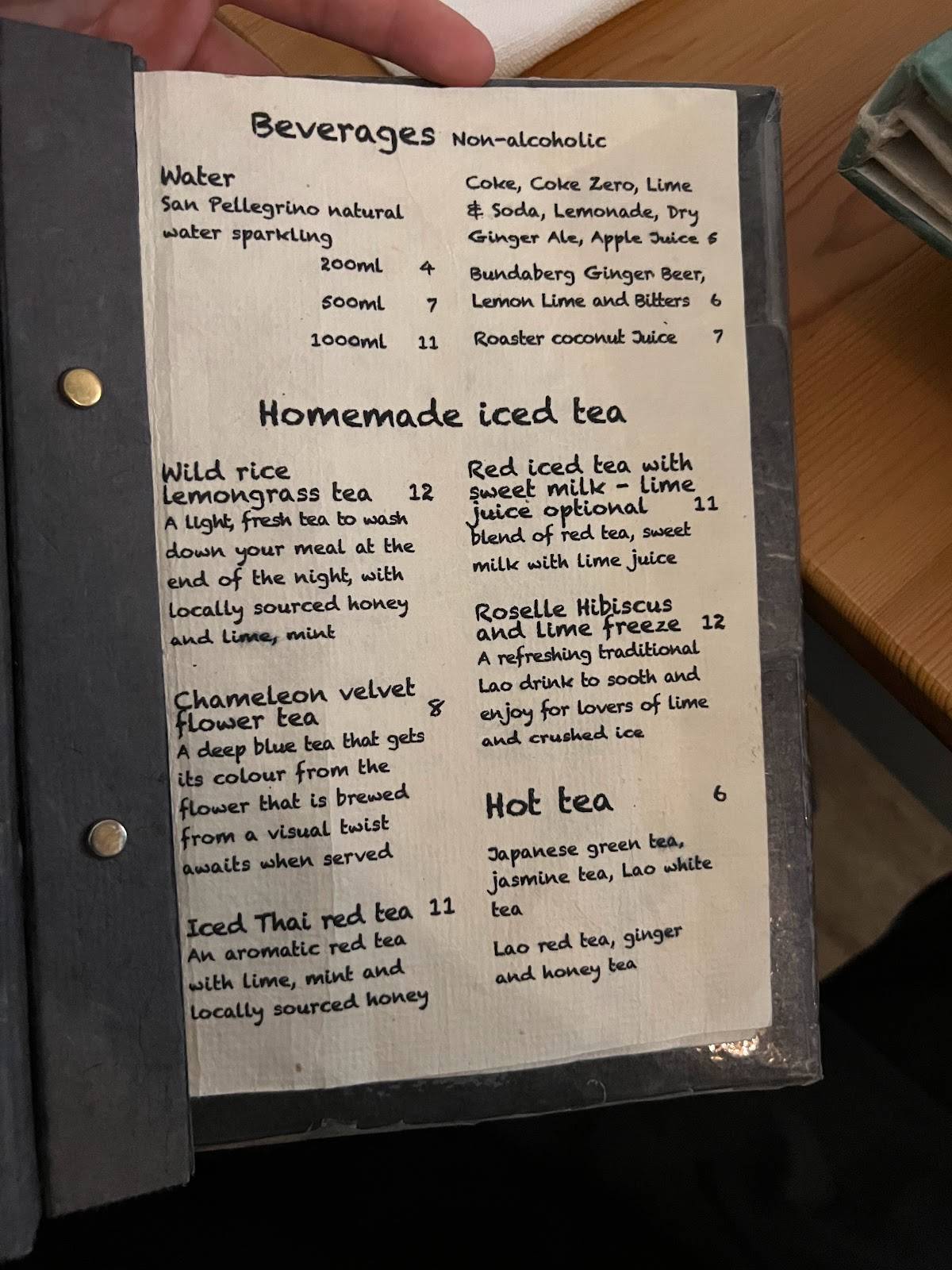 Menu at Wild Rice Laos & Thai Cuisine restaurant, South Townsville