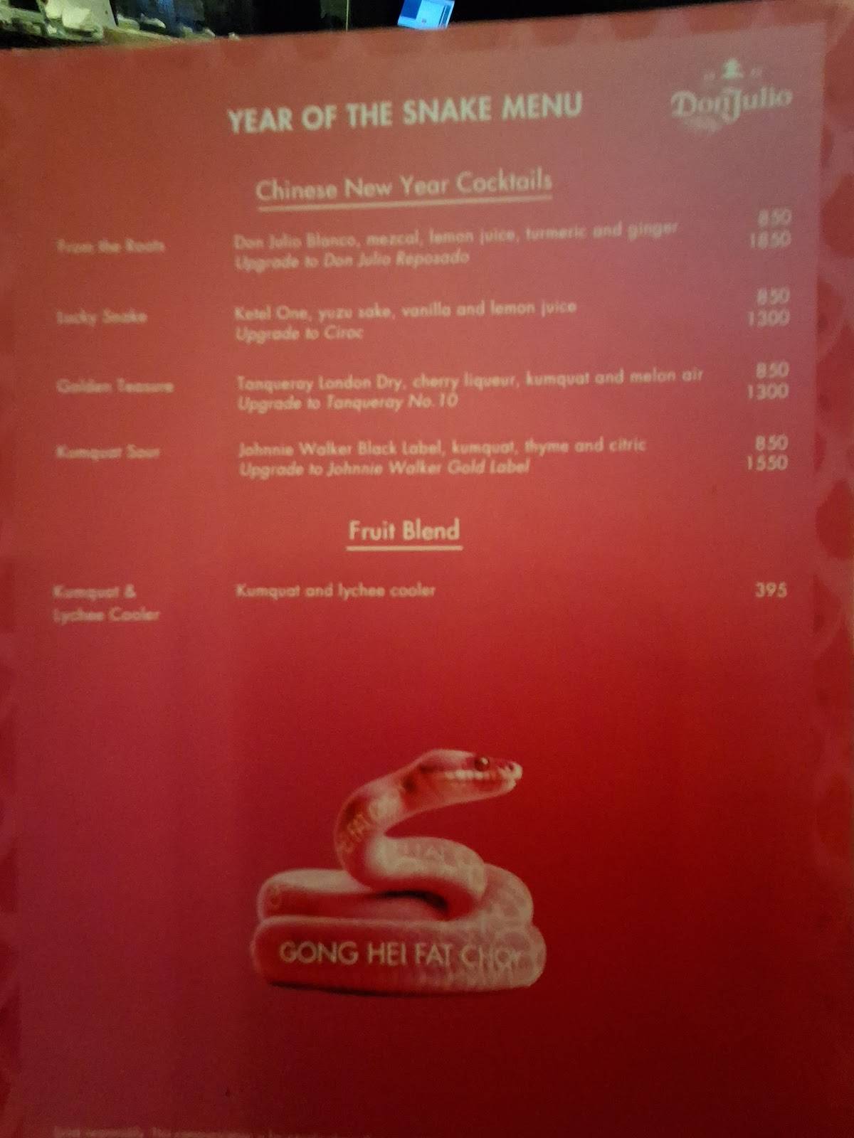 Yauatcha Kolkata menu