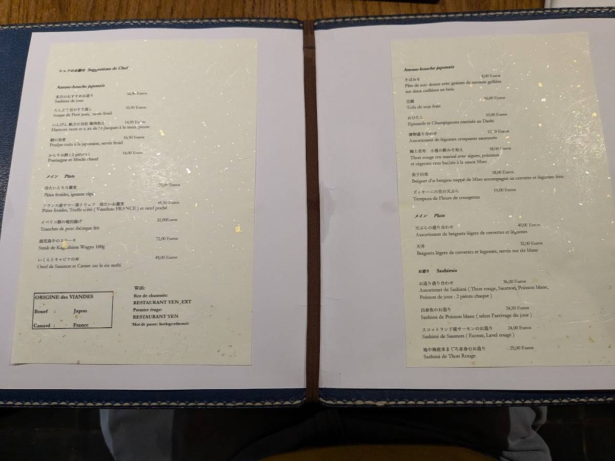 Menu de Yen