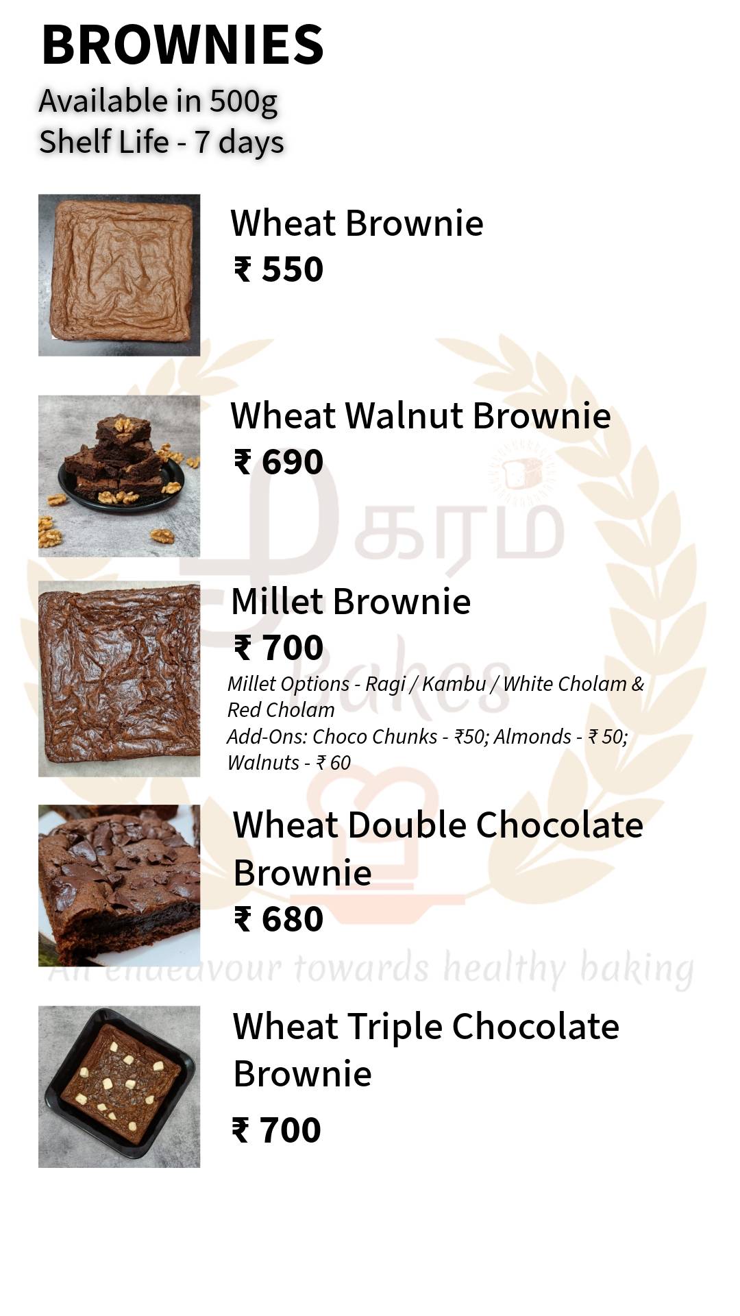 Zhagaram Bakes menu