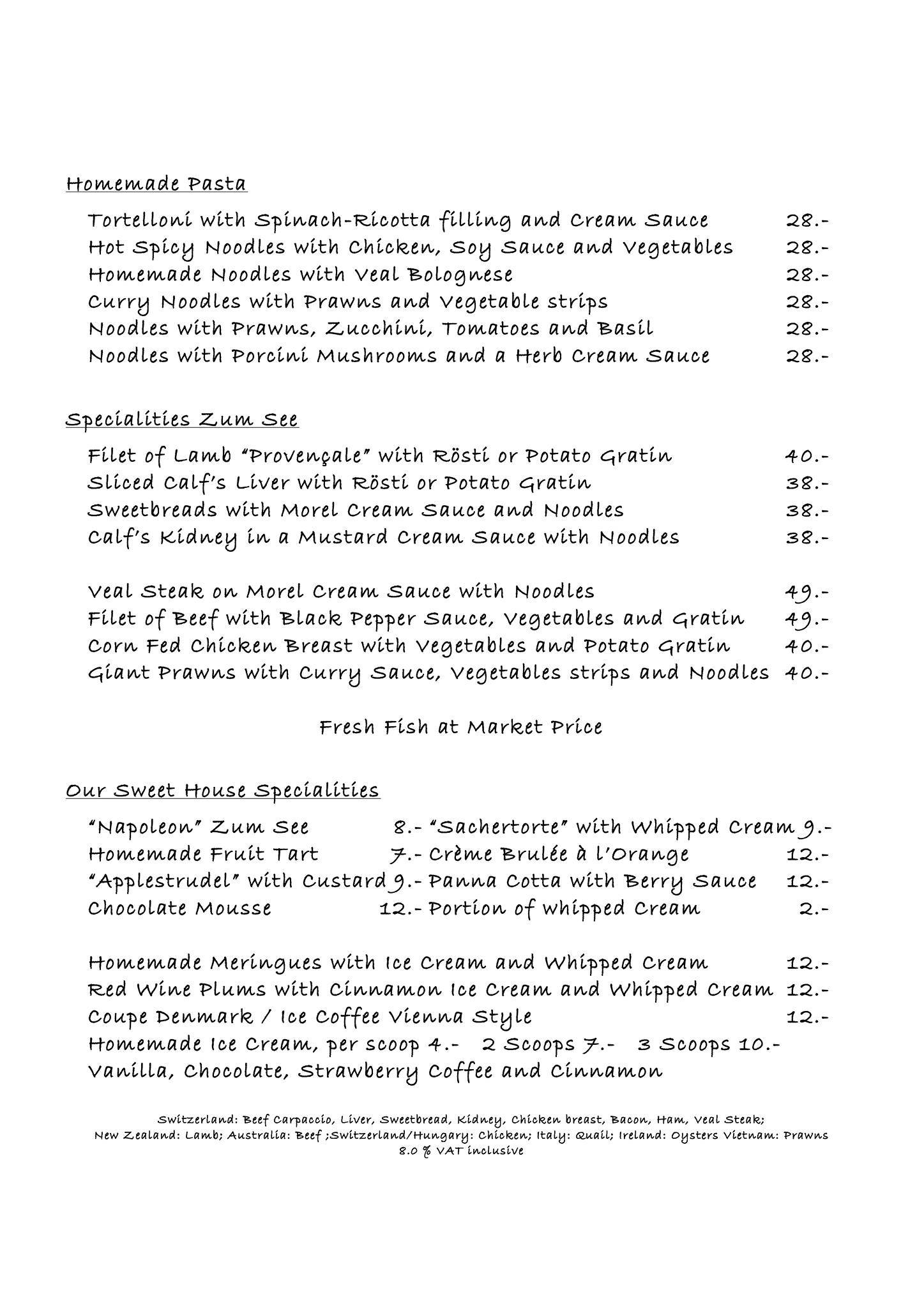 Menu di Restaurant Zum See 