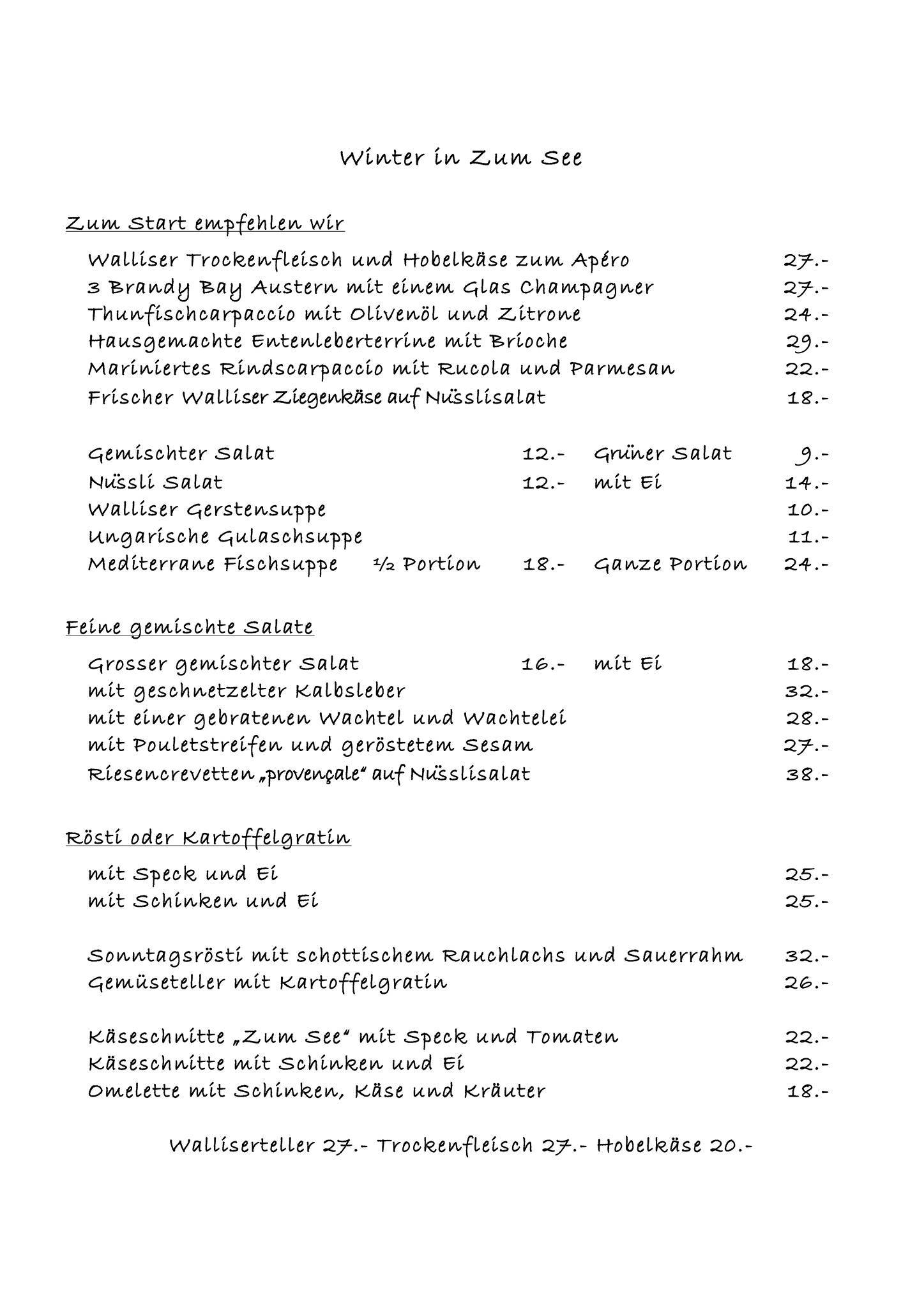 Menu di Restaurant Zum See 