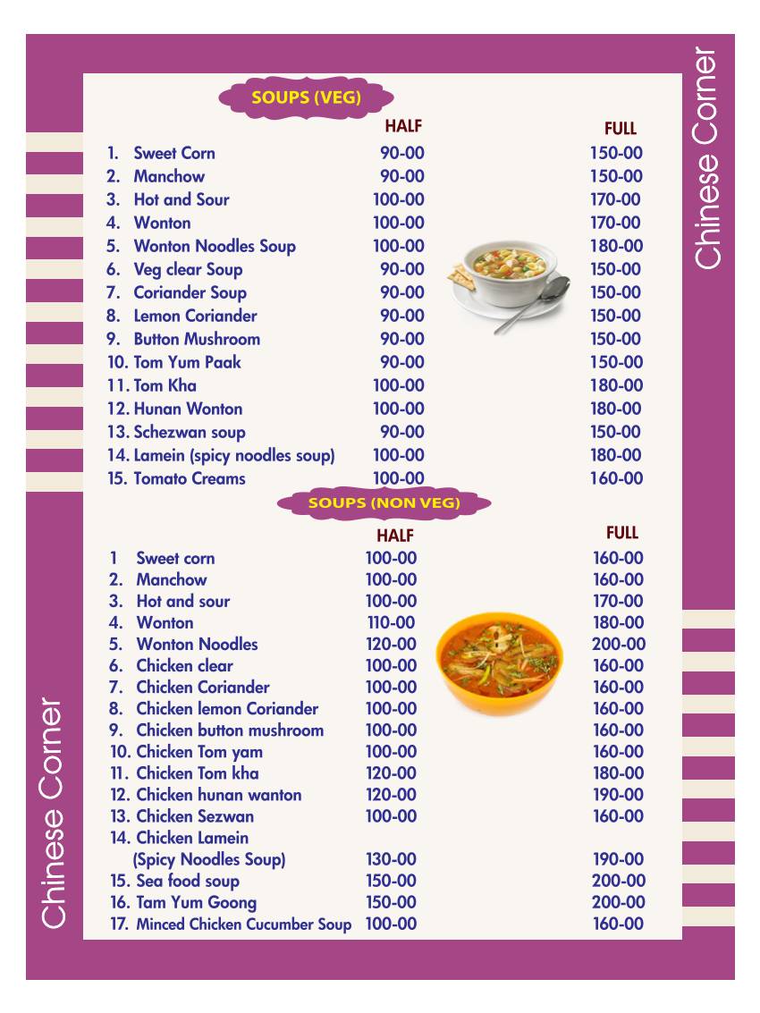 chinese corner menu