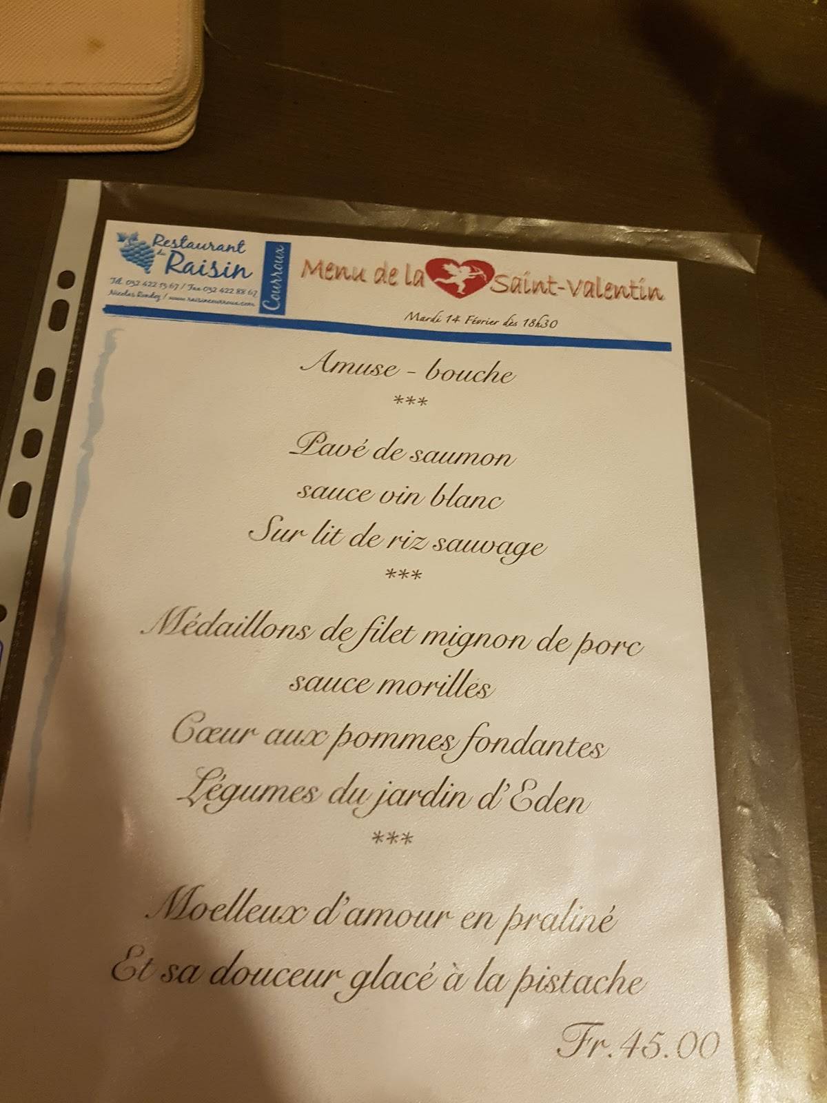 Menu de Restaurant du Raisin