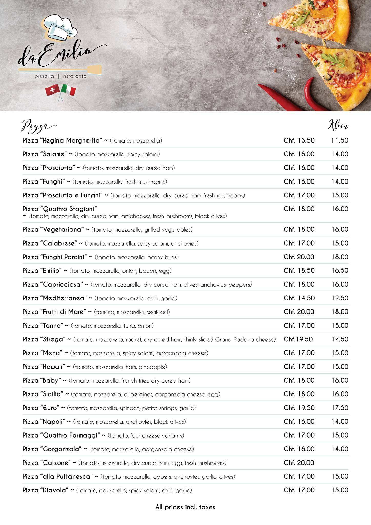 Menu di Ristorante e Pizzeria Emirosa Codaruina 