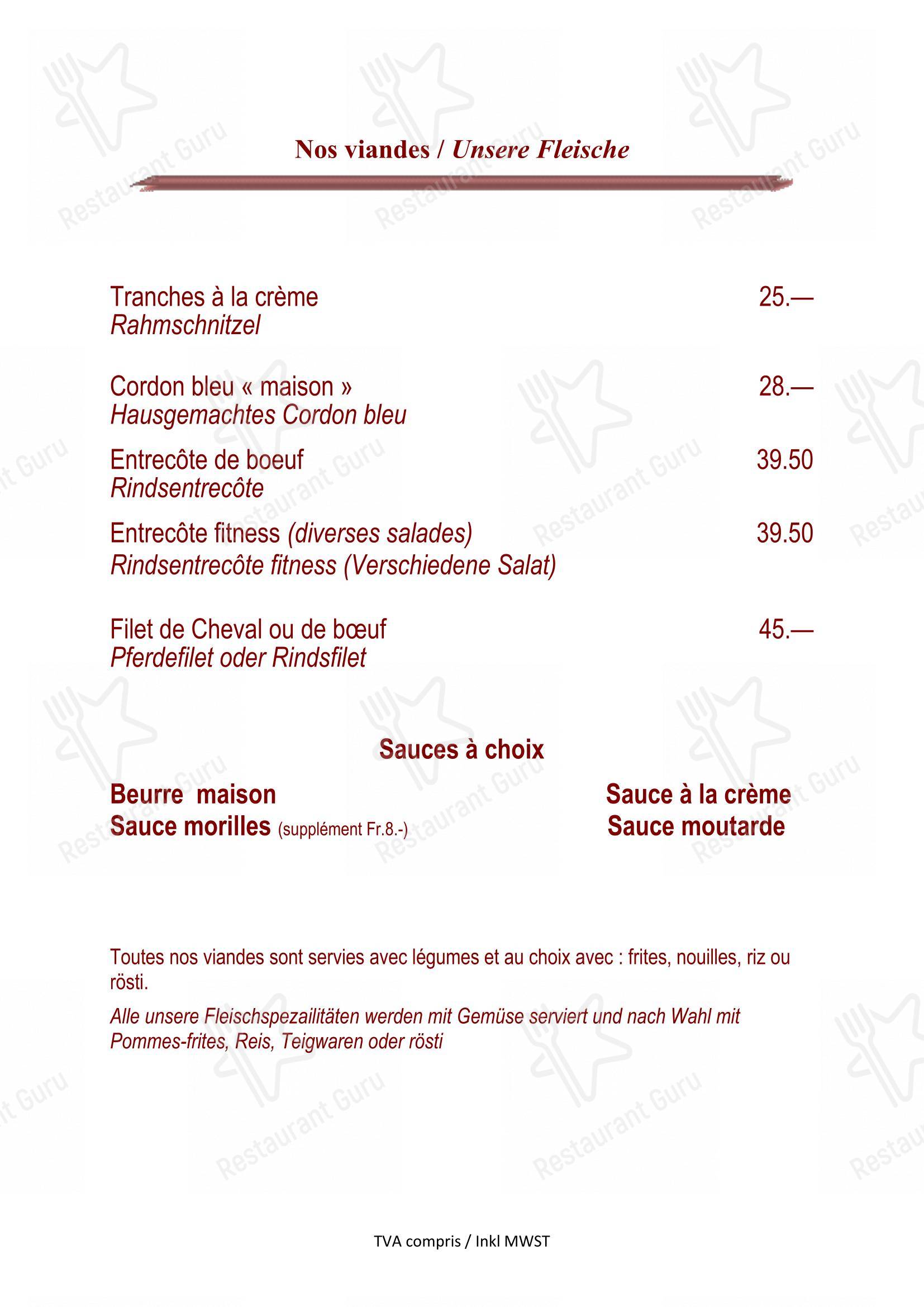 Menu bar per Restaurant l'Etrier d'Argent ristorante