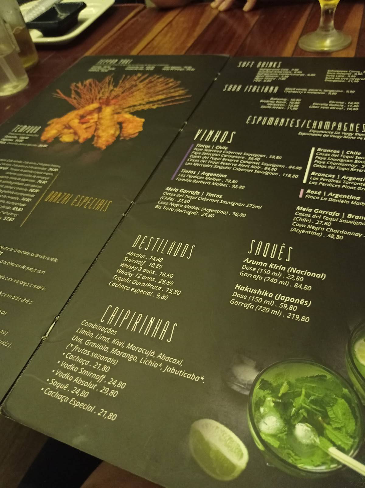 Restaurante Banzai Praia do Canto cardápio