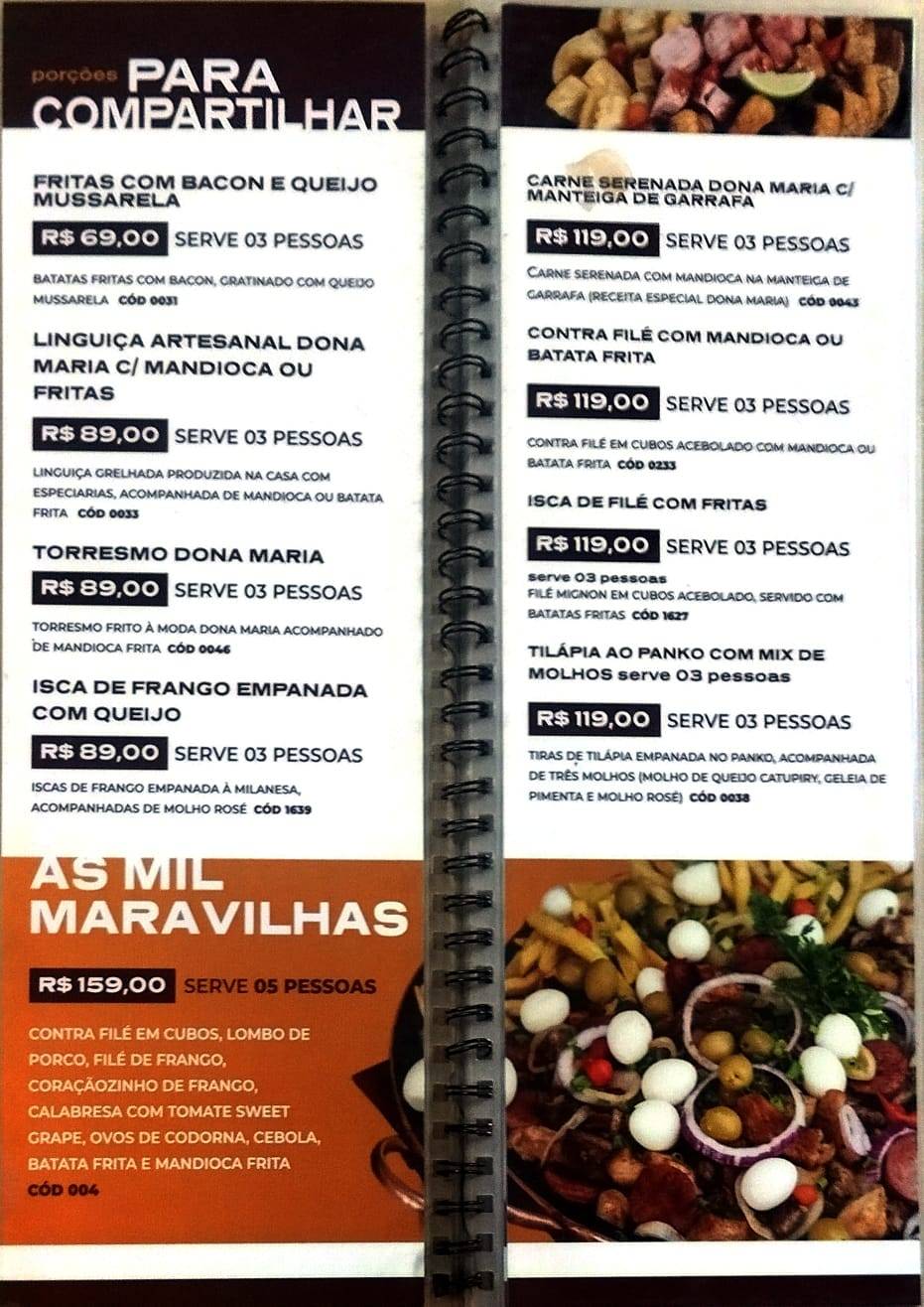 Restaurante Dona Maria cardápio