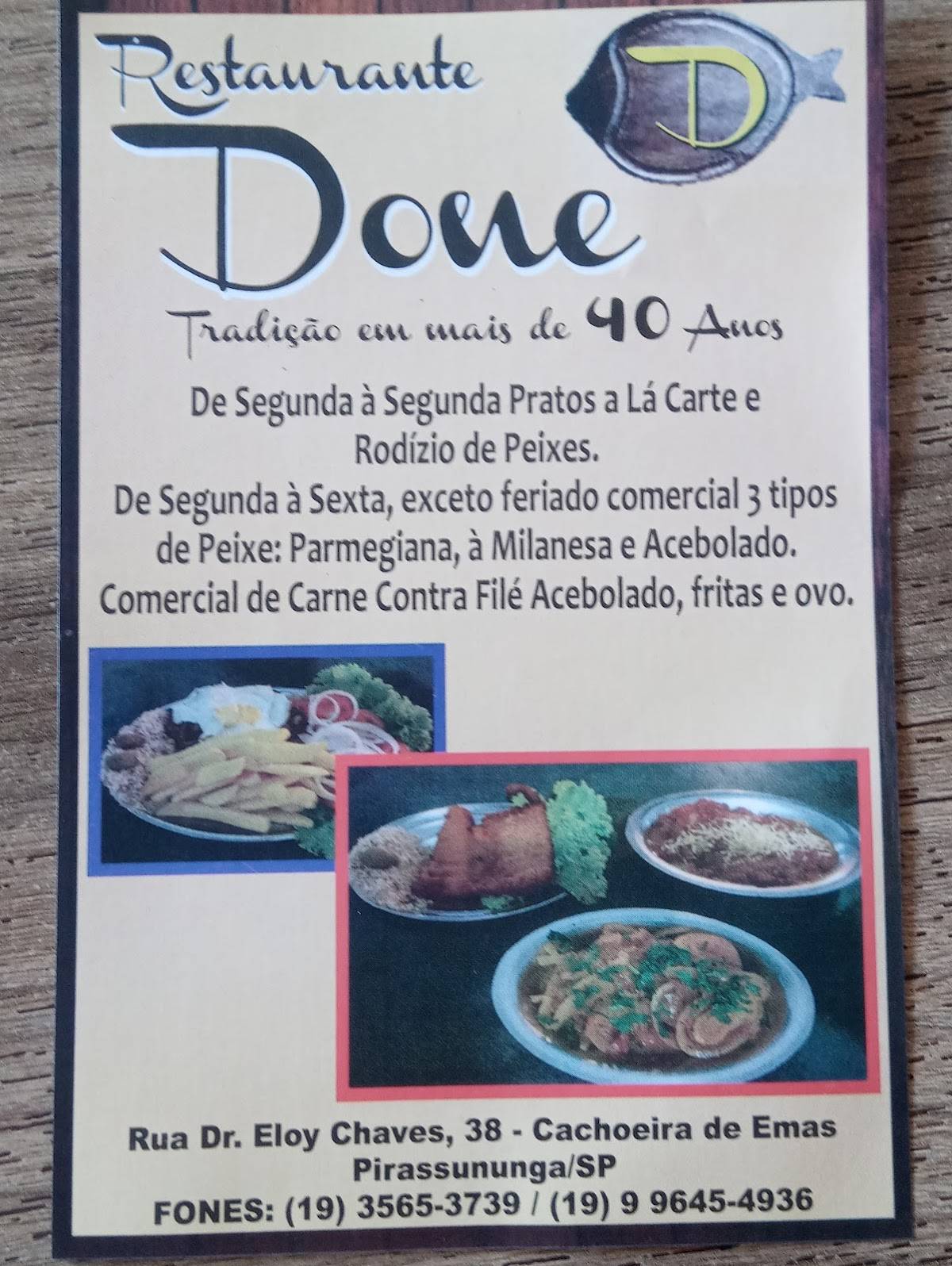 Restaurante Done cardápio