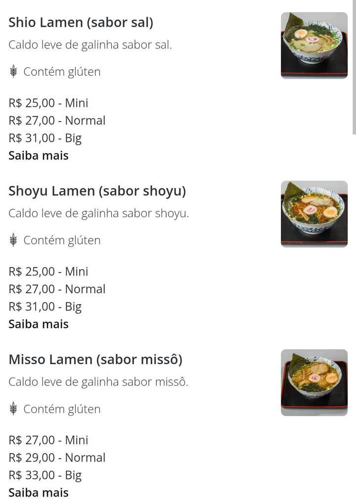 Restaurante Lamen ASKA cardápio