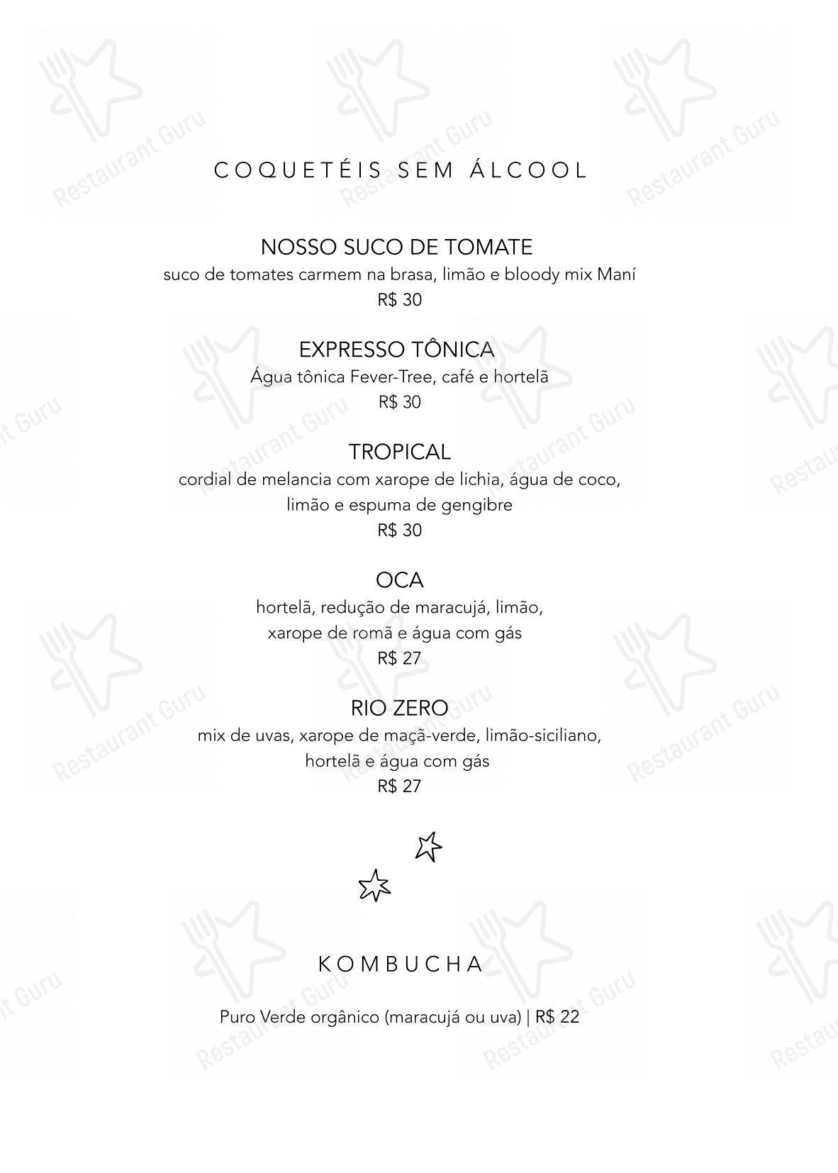 Restaurante Manioca em São Paulo - Menu