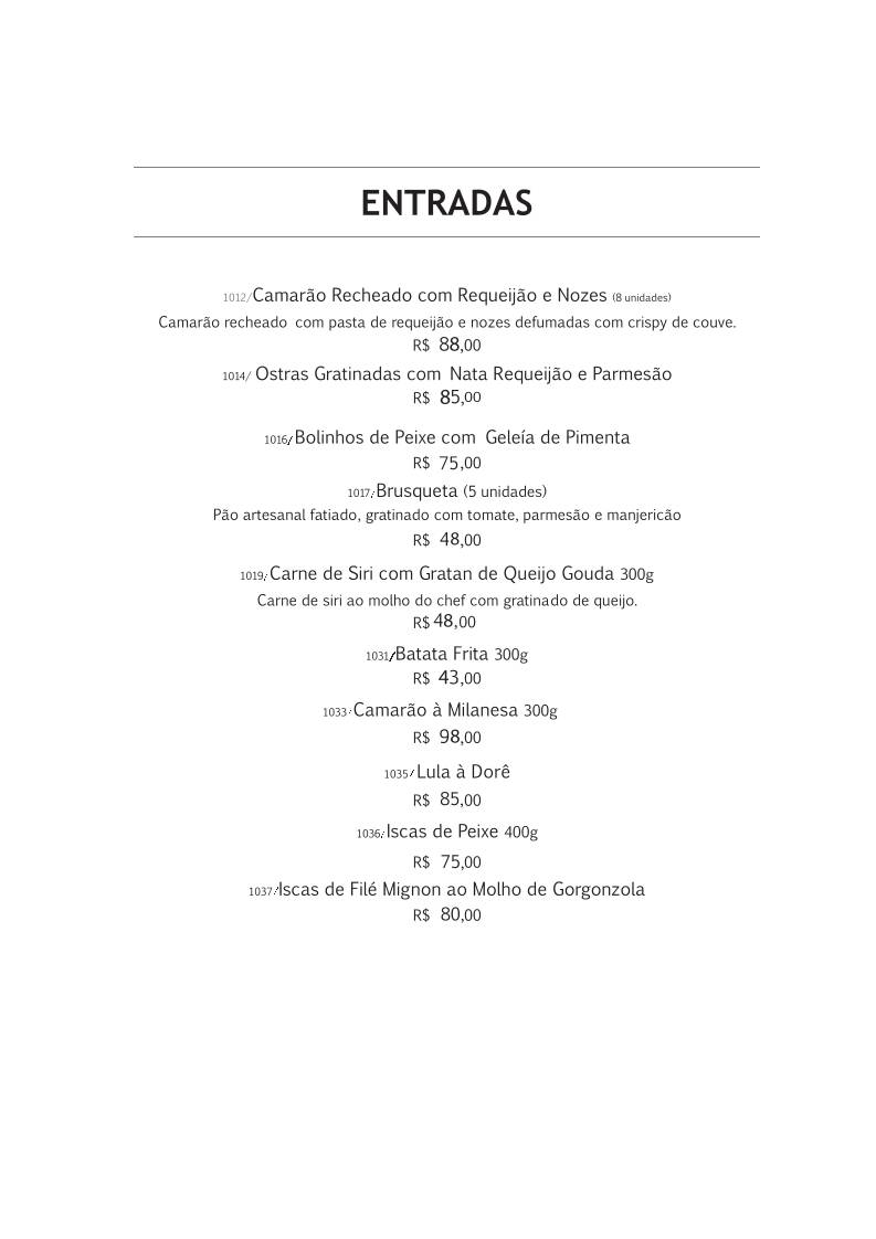 Restaurante Mirador cardápio