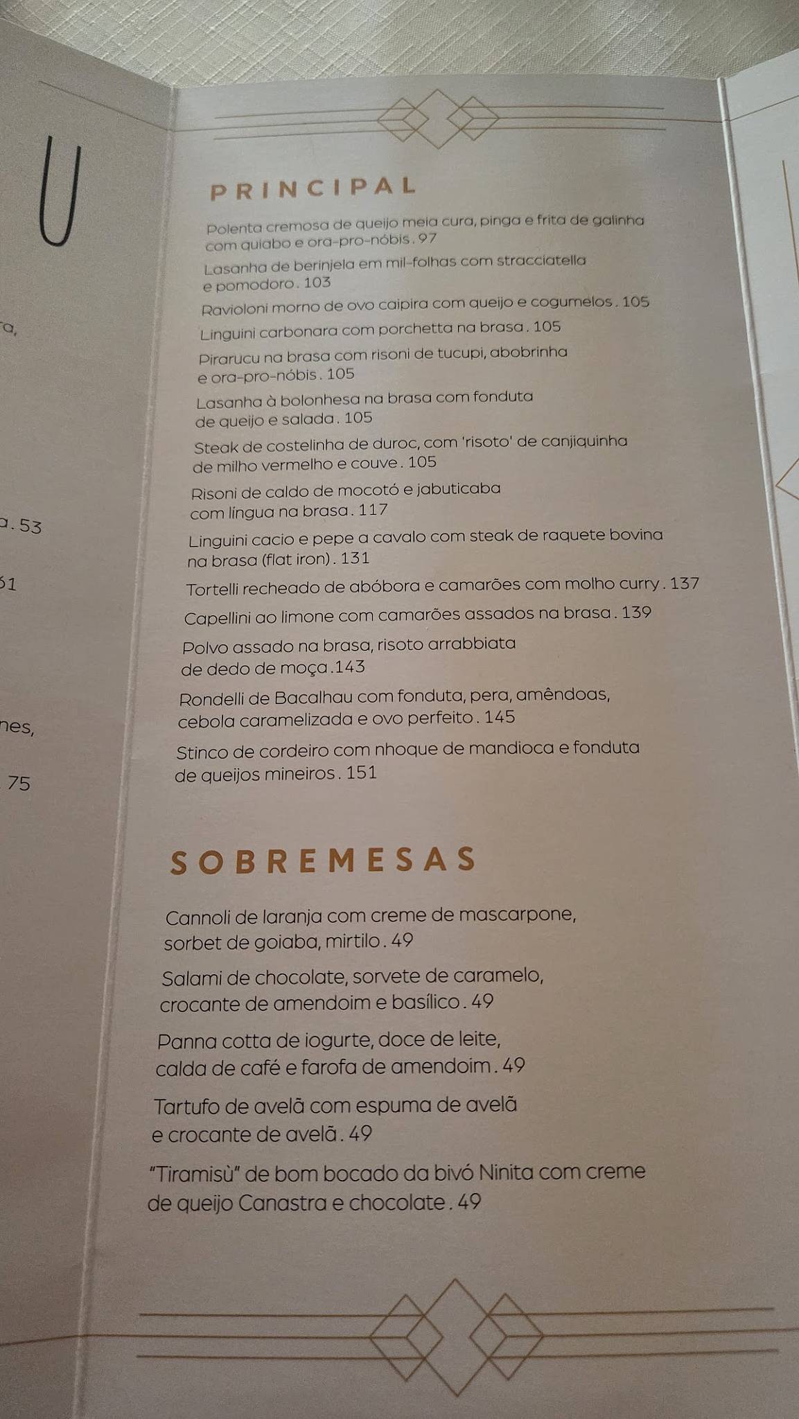 Restaurante Ninita cardápio