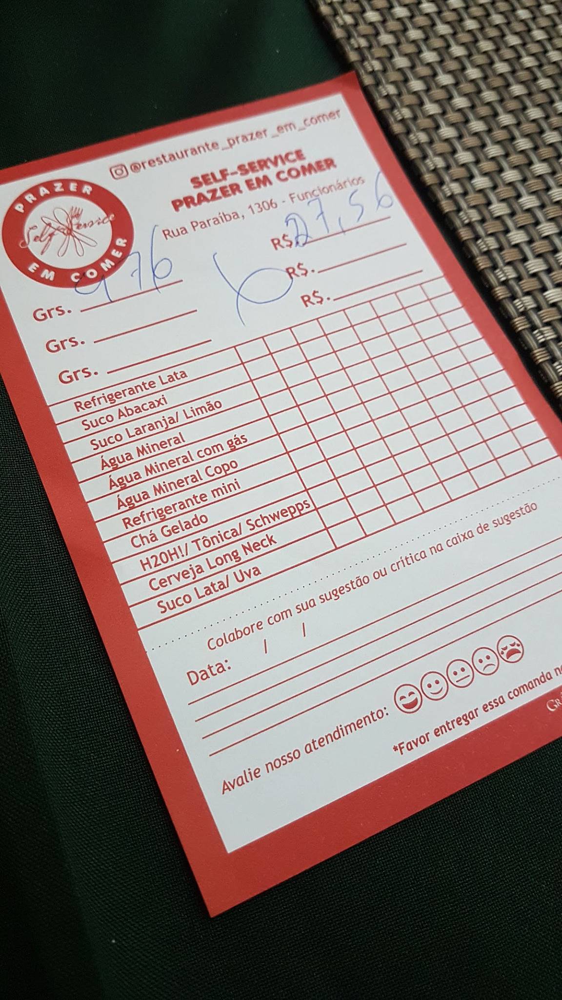 Restaurante Prazer em Comer cardápio