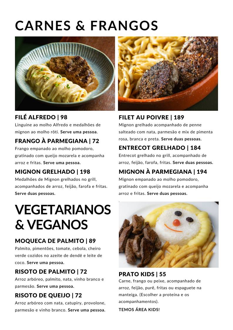 Restaurante Raizes cardápio