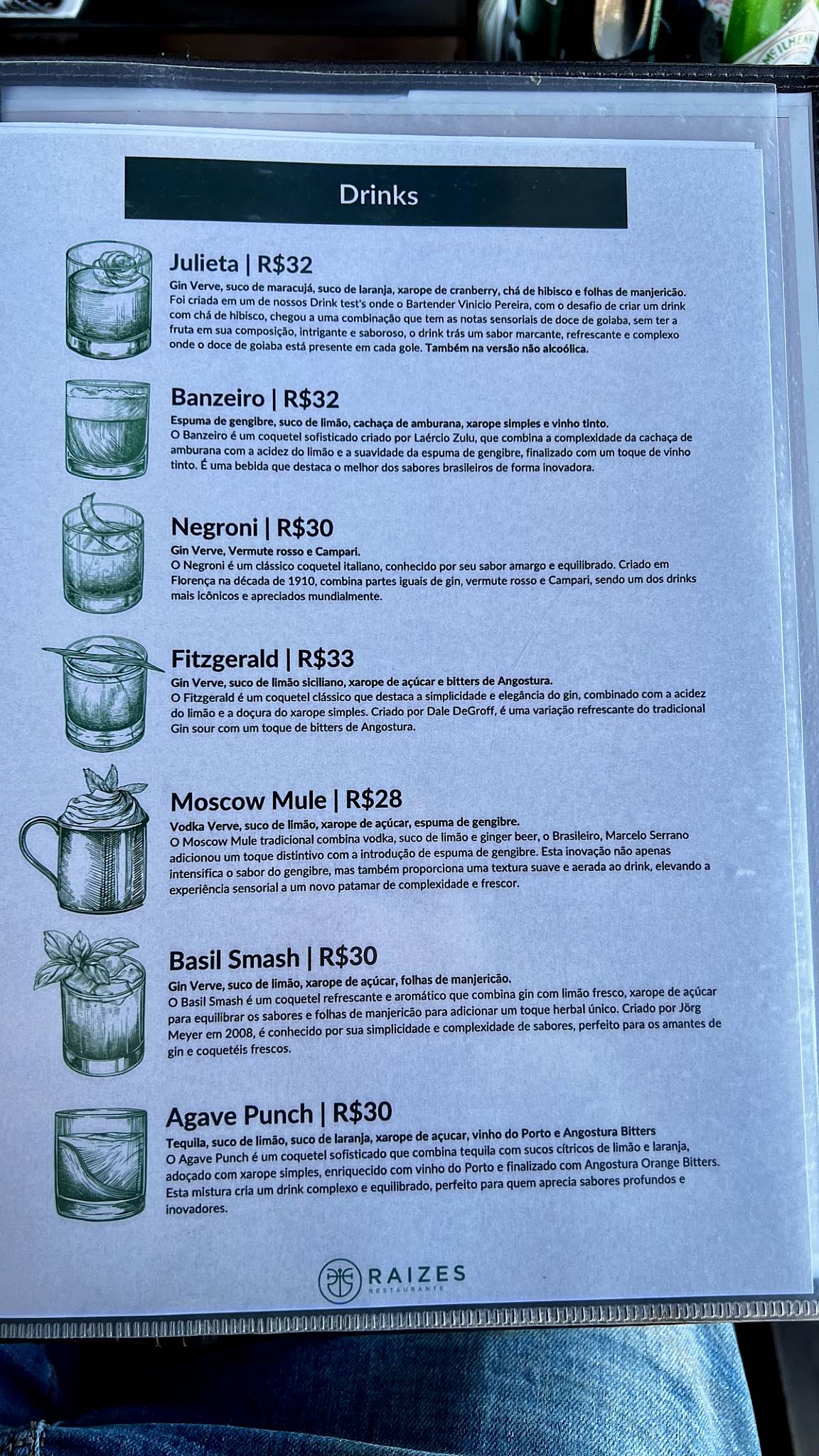 Restaurante Raizes cardápio