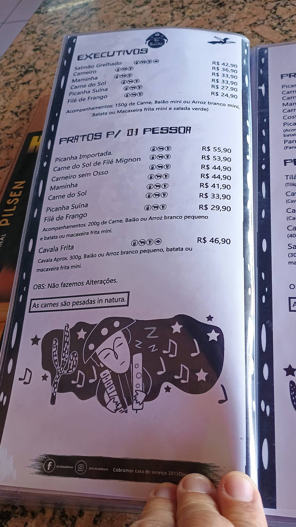 Rei do Baião cardápio