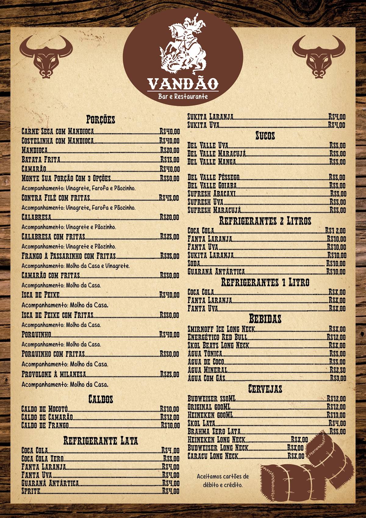 Restaurante Vandao cardápio