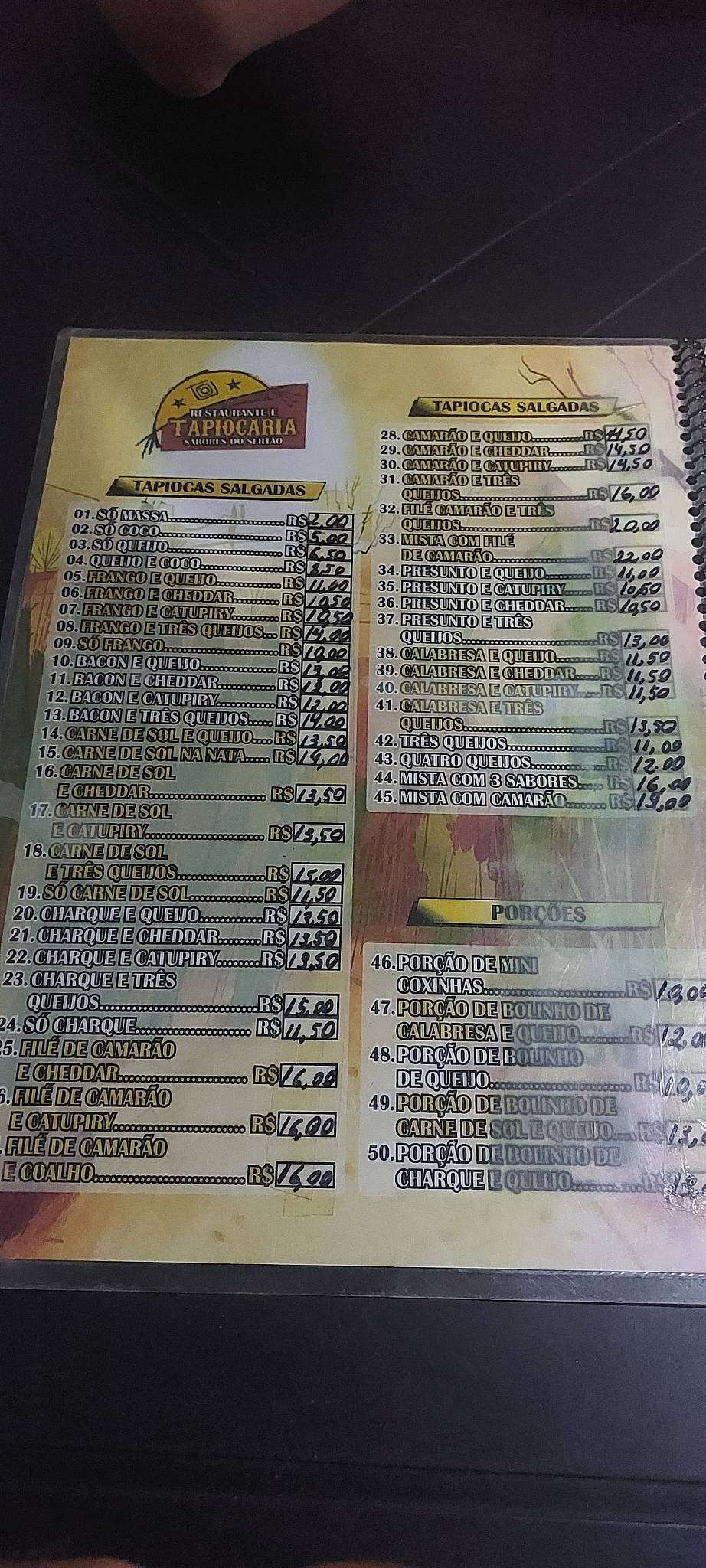 Restaurante e Tapiocaria Sabores do Sertão (Arruda) cardápio