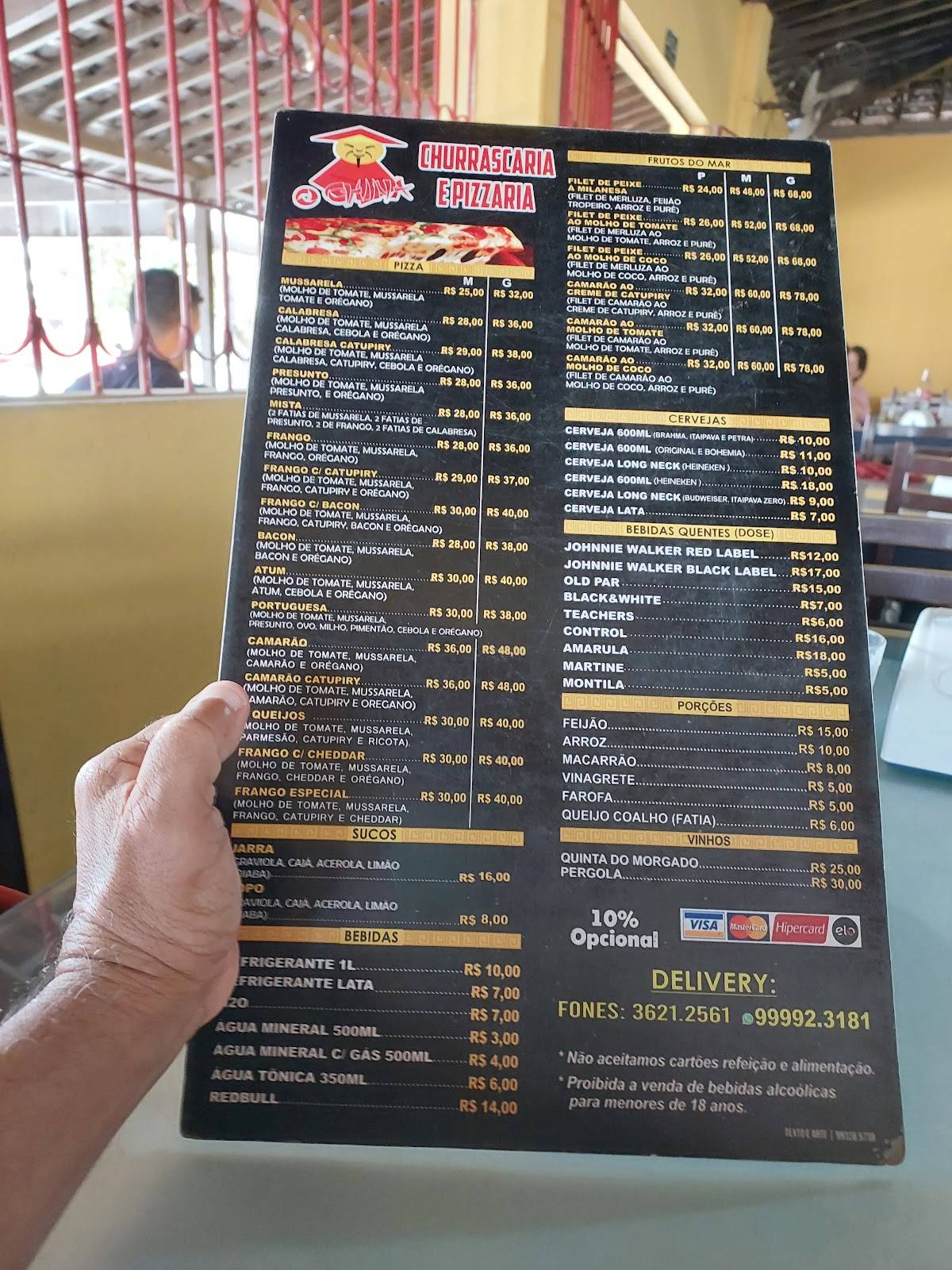 Restaurante o China cardápio