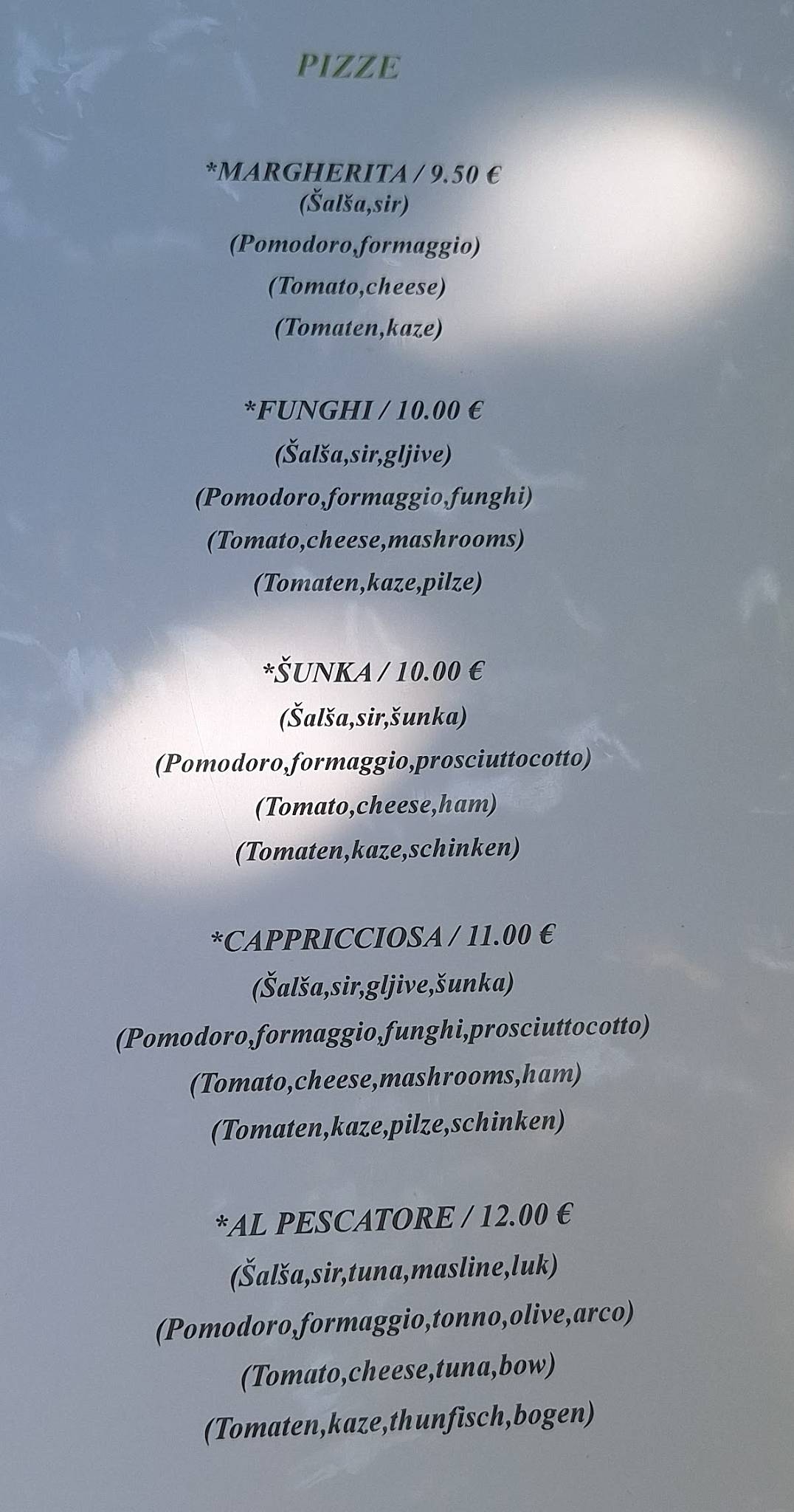 Menu di Restoran MASLINA 