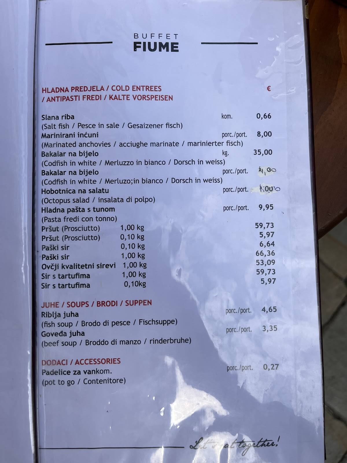Menu di Konoba Fiume 