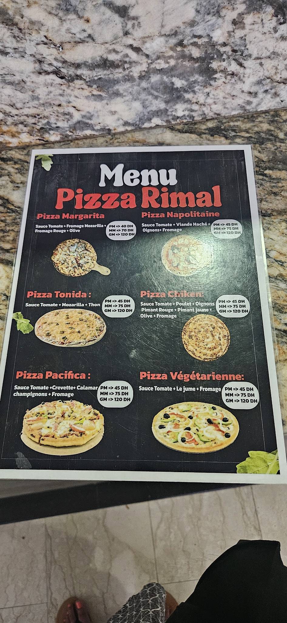Menu de Rimal : Boulangerie, Pâtisserie, Café & Pizzeria
