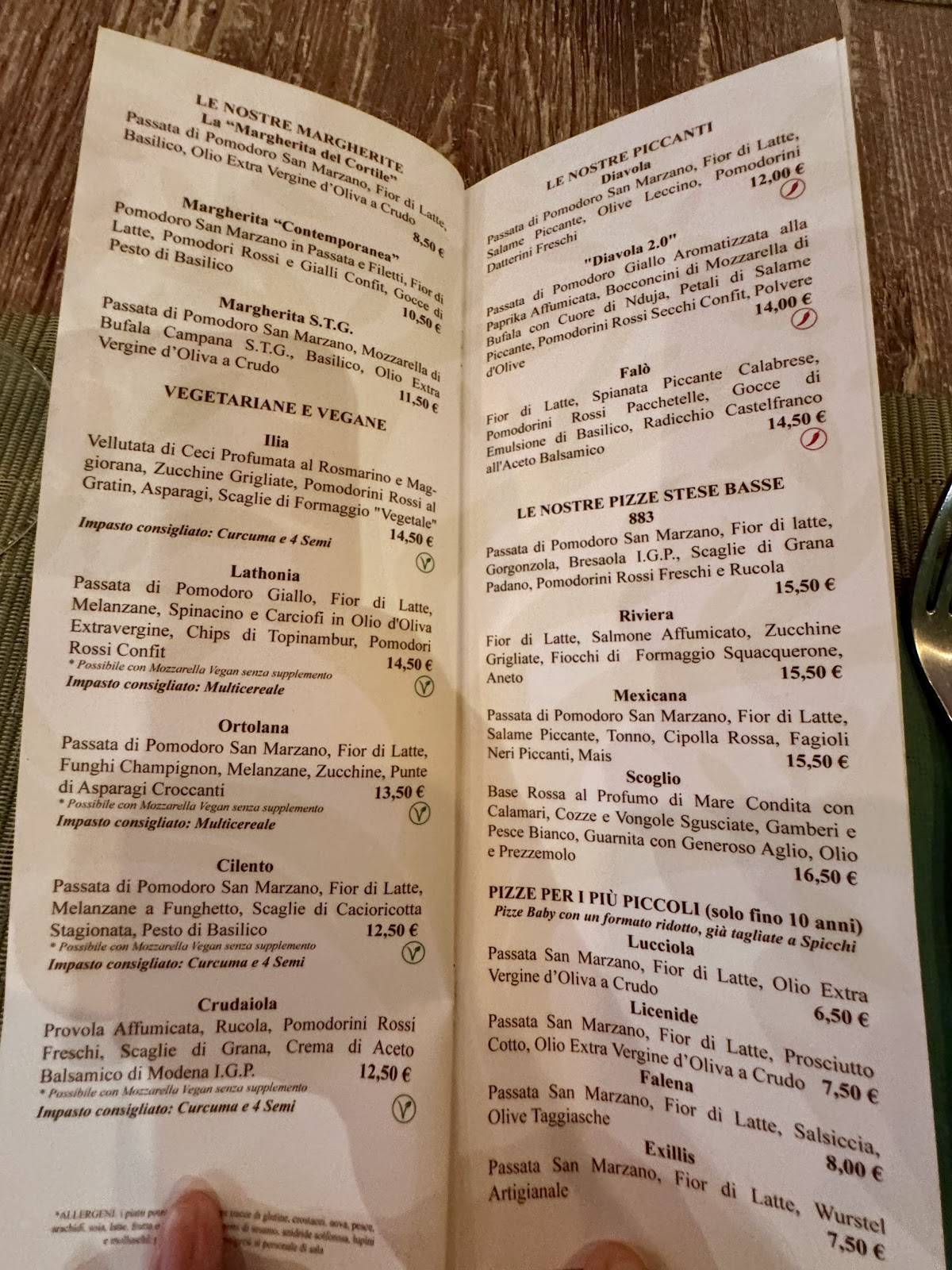 Menu di Il Cortile In Centro Pizza Gourmet 