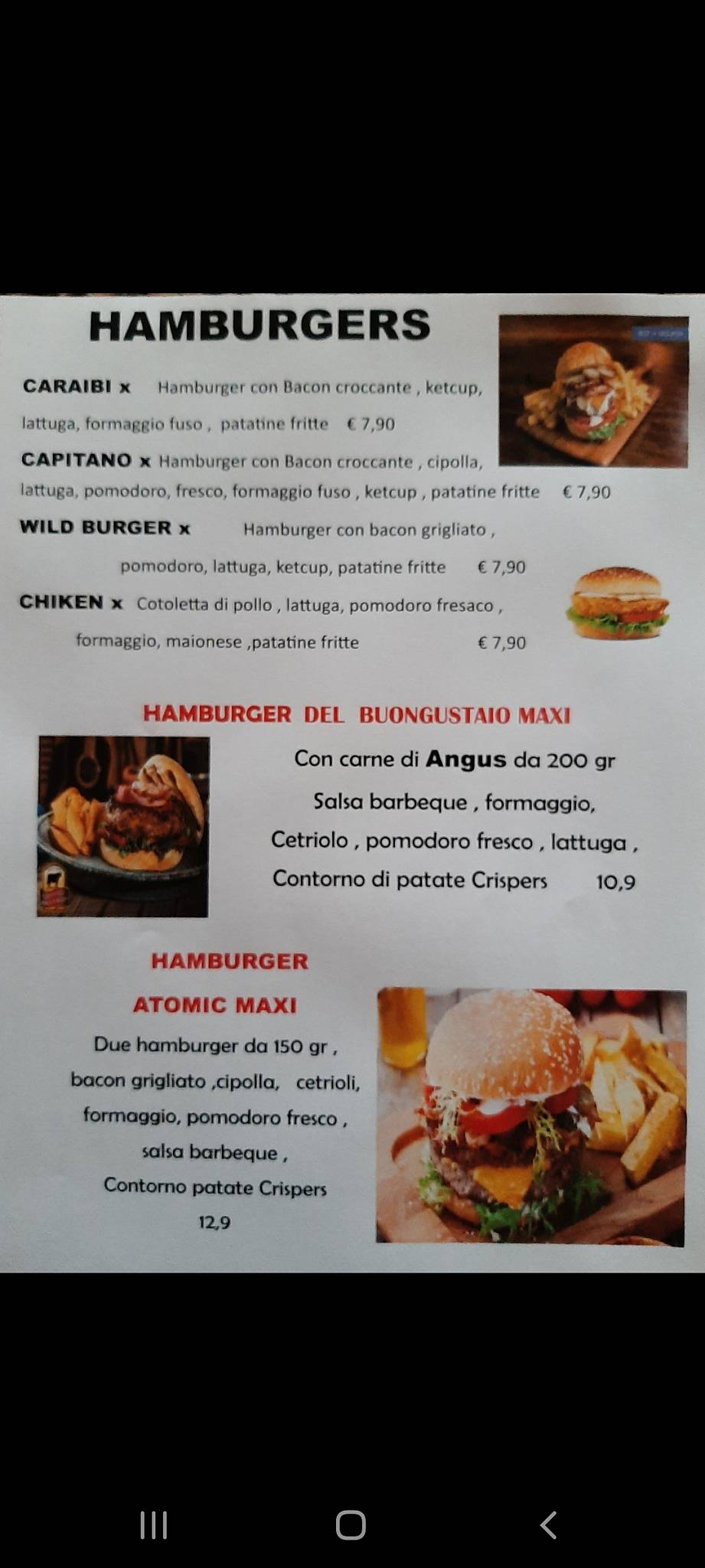 Menu di Risto pizza Uncino Gallery Hamburgheria 