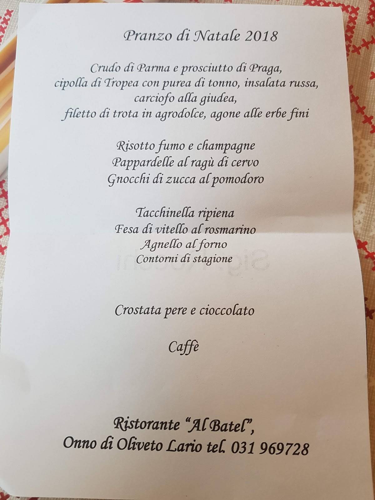 Menu di Ristorante Al Batel 