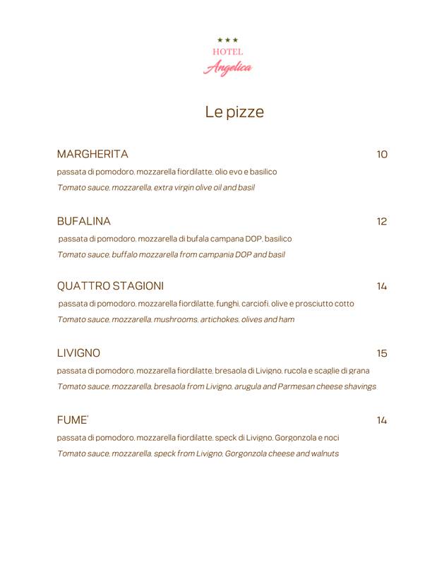 Menu di Ristorante Angelica 