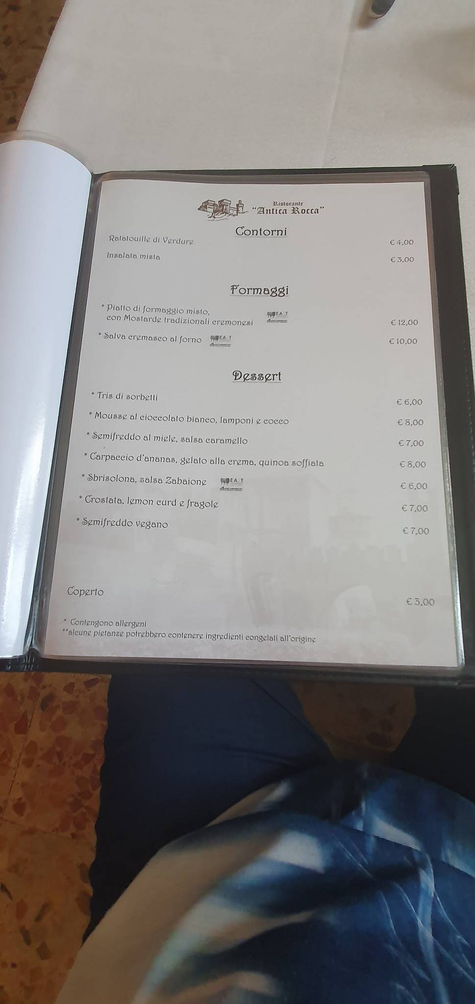 Menu di Ristorante Antica Rocca 