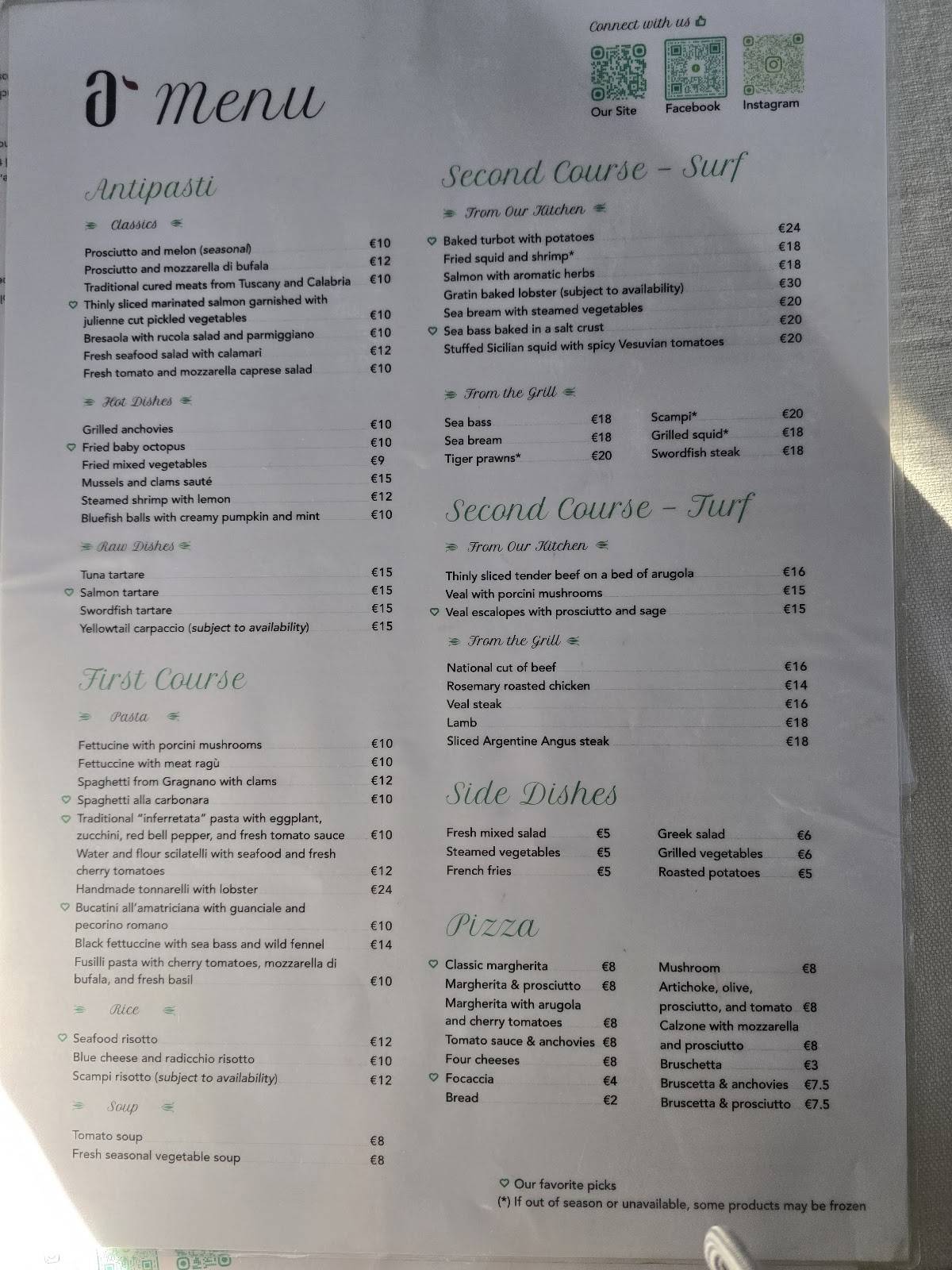 Menu di Ristorante Arturo 