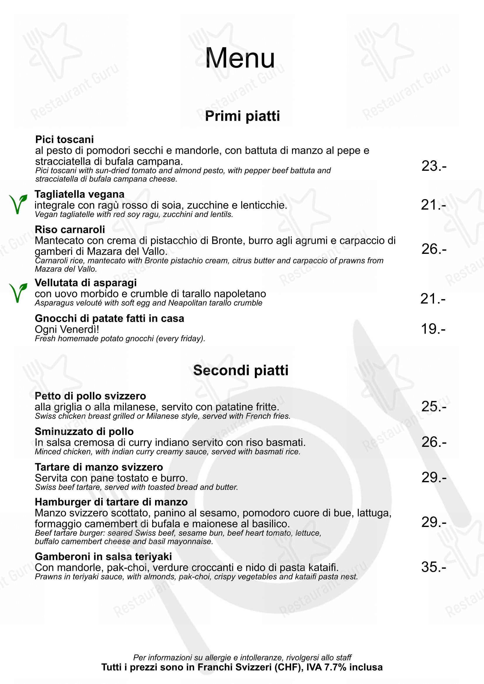 Menu bar per Ristorante Bar Class pub & bar