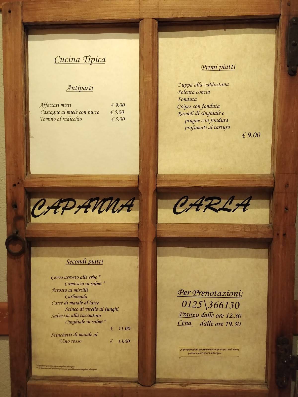 Menu di Ristorante Capanna Carla 