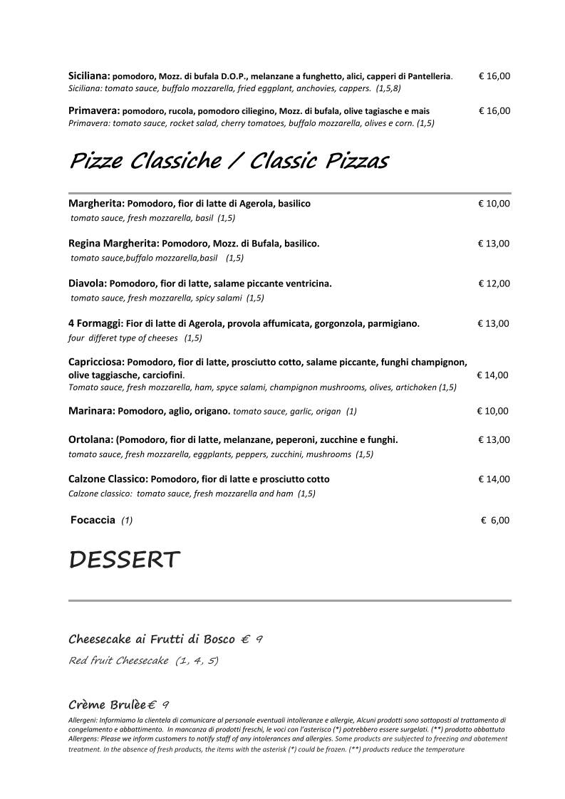 Menu di Ristorante Cotto - Dharma Group 
