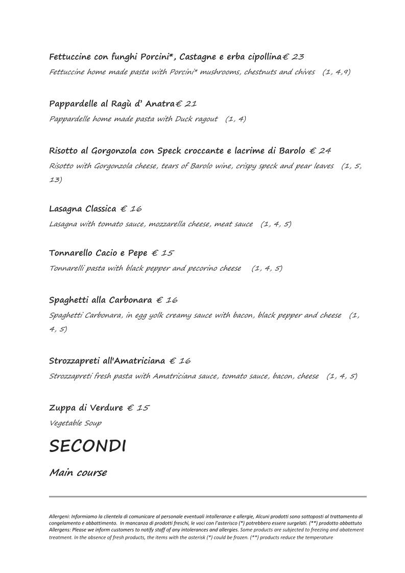 Menu di Ristorante Cotto - Dharma Group 