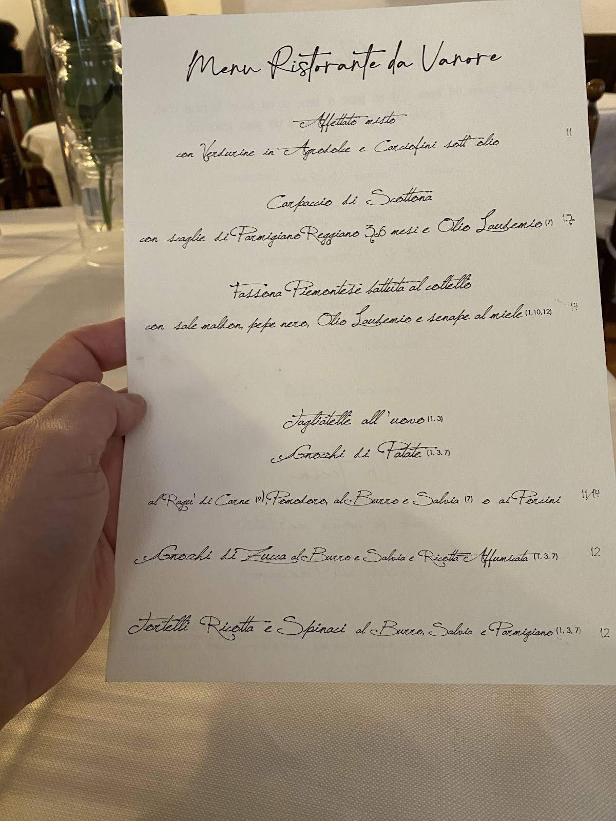 Menu di Ristorante Da Vanore 