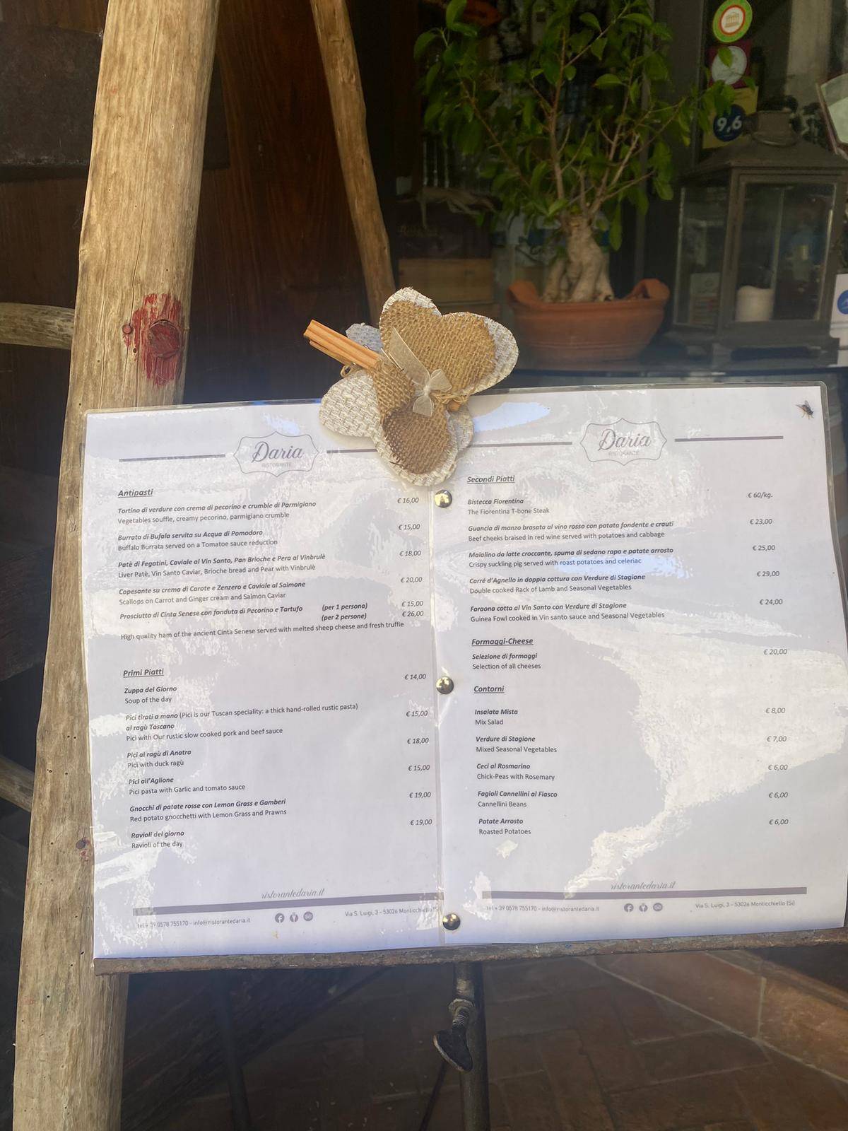 Menu di Ristorante Daria 