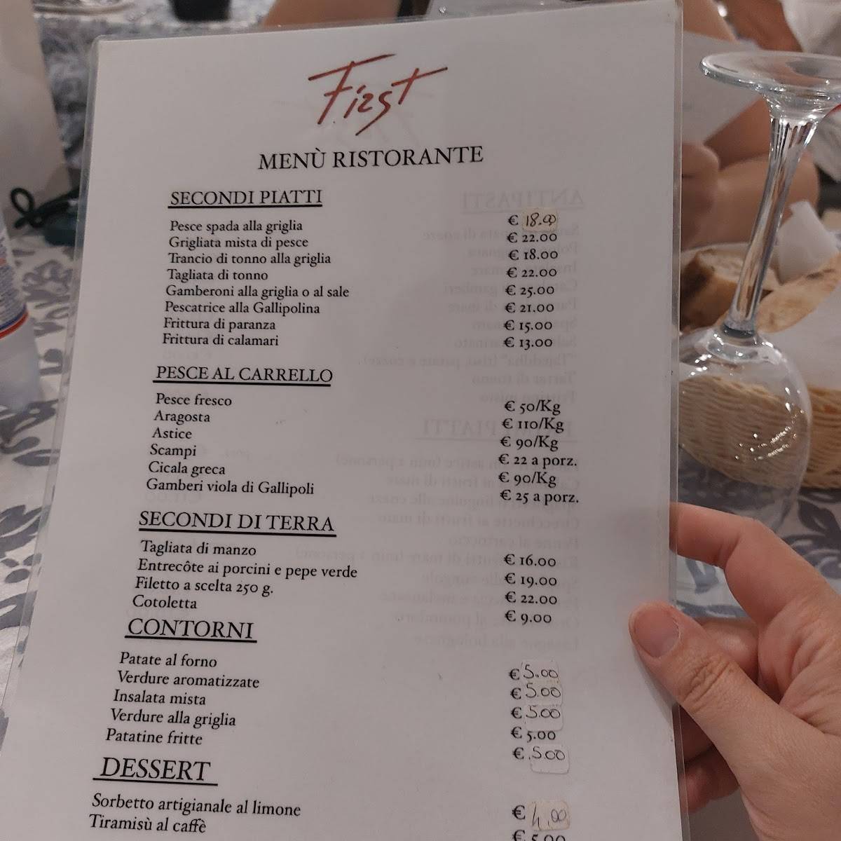 Menu di Ristorante First Gallipoli 